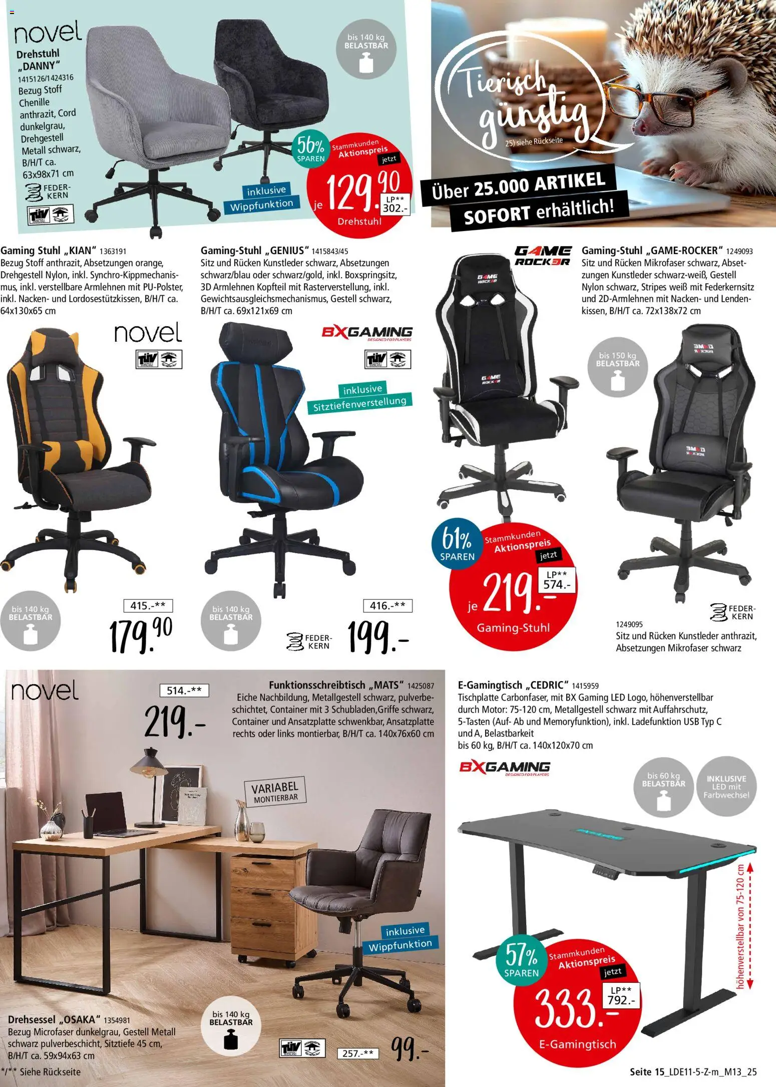 Zurbrüggen Z2-Junges Wohnen – gültig ab 08.11.2025 | Seite: 45 | Produkte: USB, Stuhl, Gamingstuhl