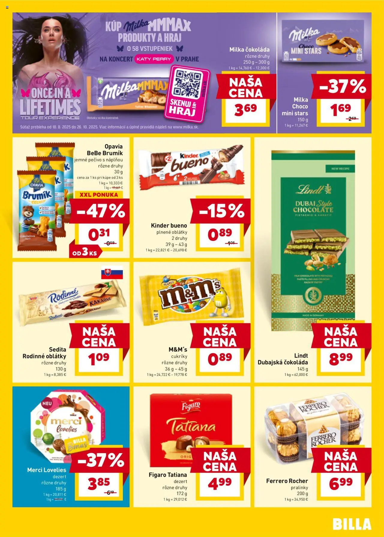 Nové Billa akcie – leták je platný od 10.09.2025 | Strana: 15 | Produkty: Lindt, Čokoláda, Milka, Ferrero Rocher