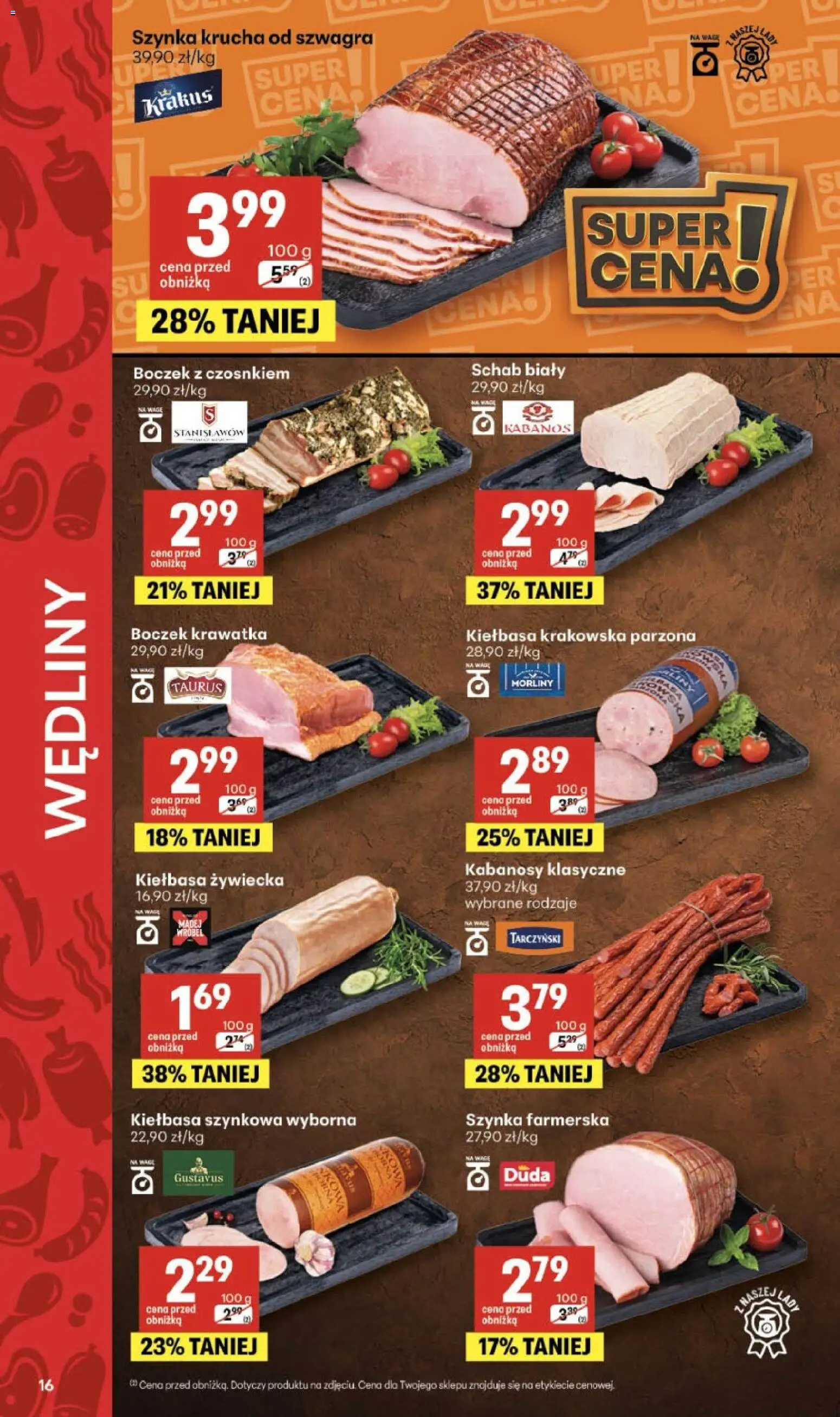 Delikatesy Centrum gazetka - Sklepy Własne od 30.04.2026 | Strona: 16 | Produkty: Schab, Kabanosy, Boczek, Wędliny