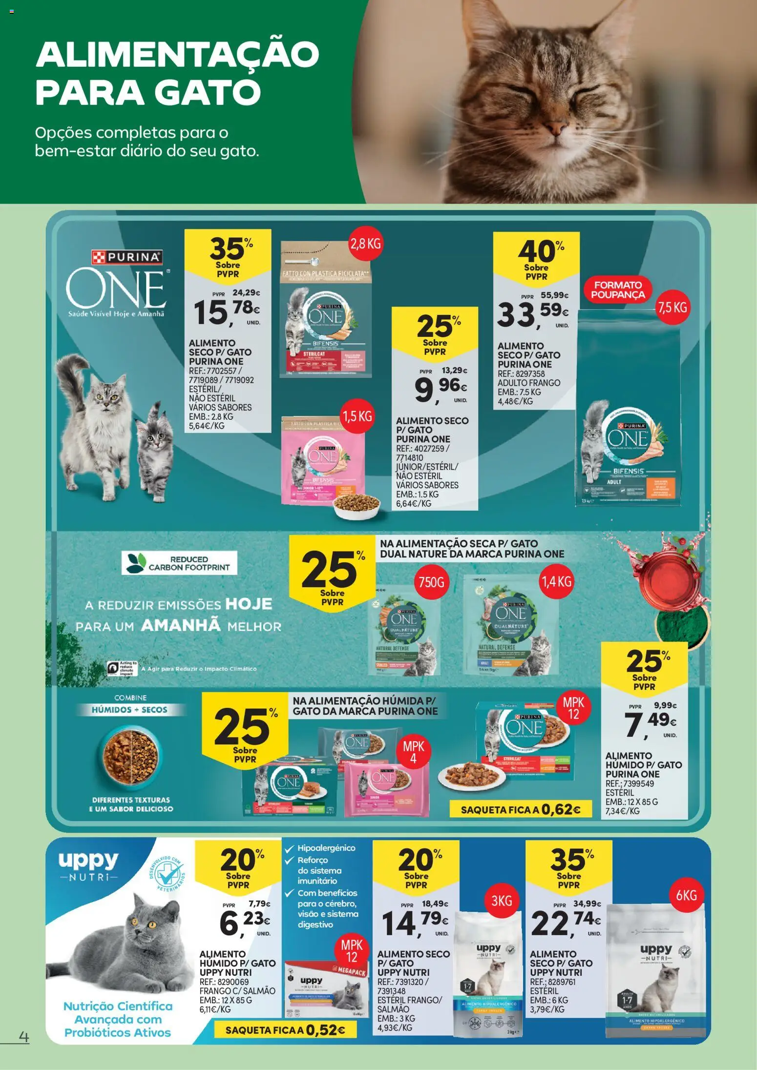 Continente - Animais de Companhia │ válido de 07.04.2026 | Página: 4 | Produtos: Purina one, Frango, Probióticos, Salmão