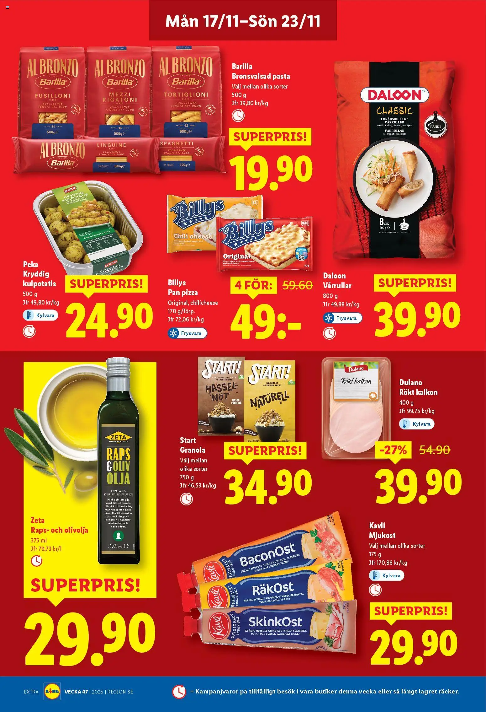 Lidl reklamblad aktuell från 17.11.2025 | Sida: 13 | Produkter: Olivolja, Skinka, Pizza, Pasta