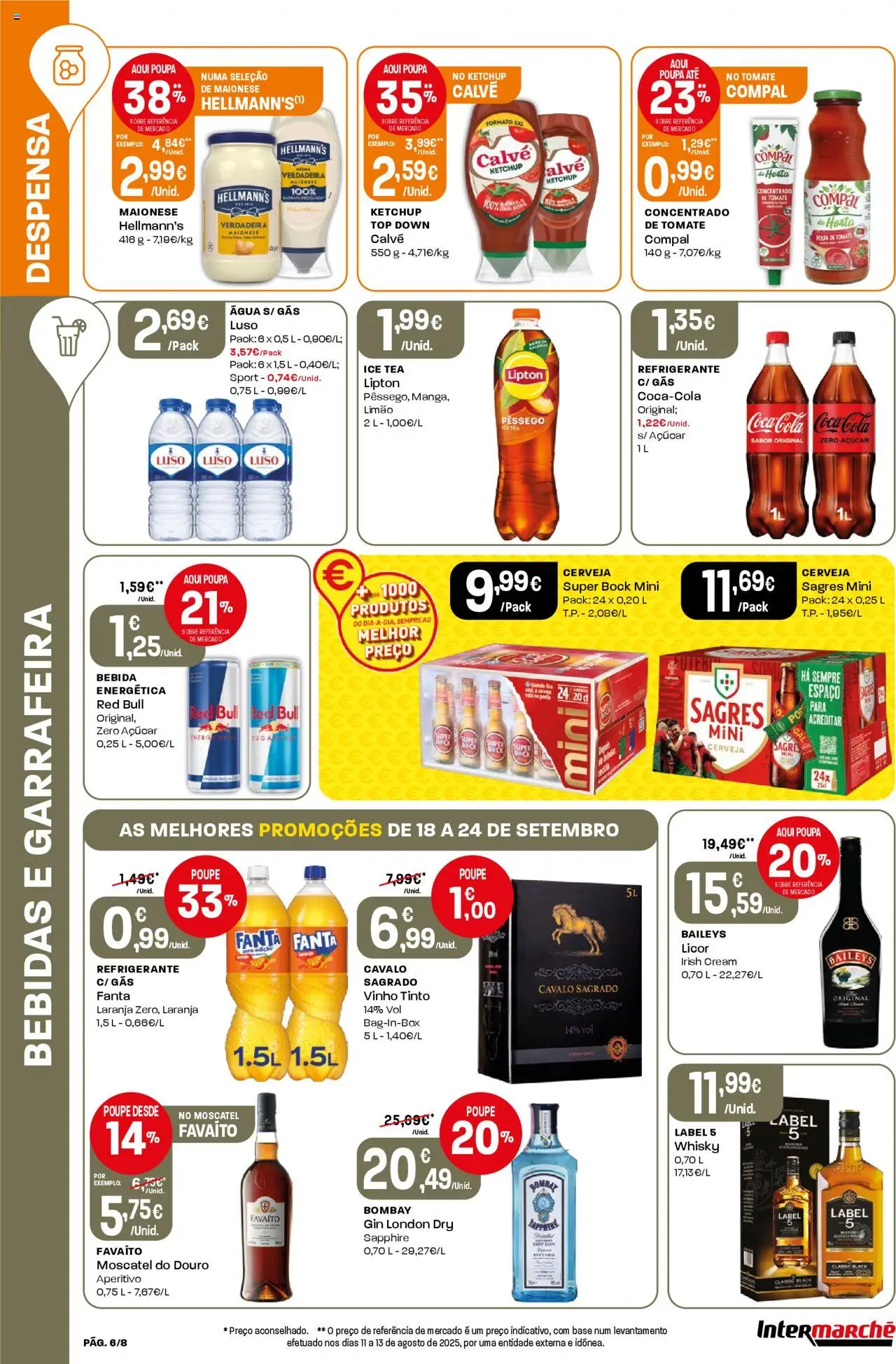 Intermarché Folheto Mini │ válido de 18.09.2025 | Página: 6 | Produtos: Cerveja, Tomate, Ketchup, Vinho tinto