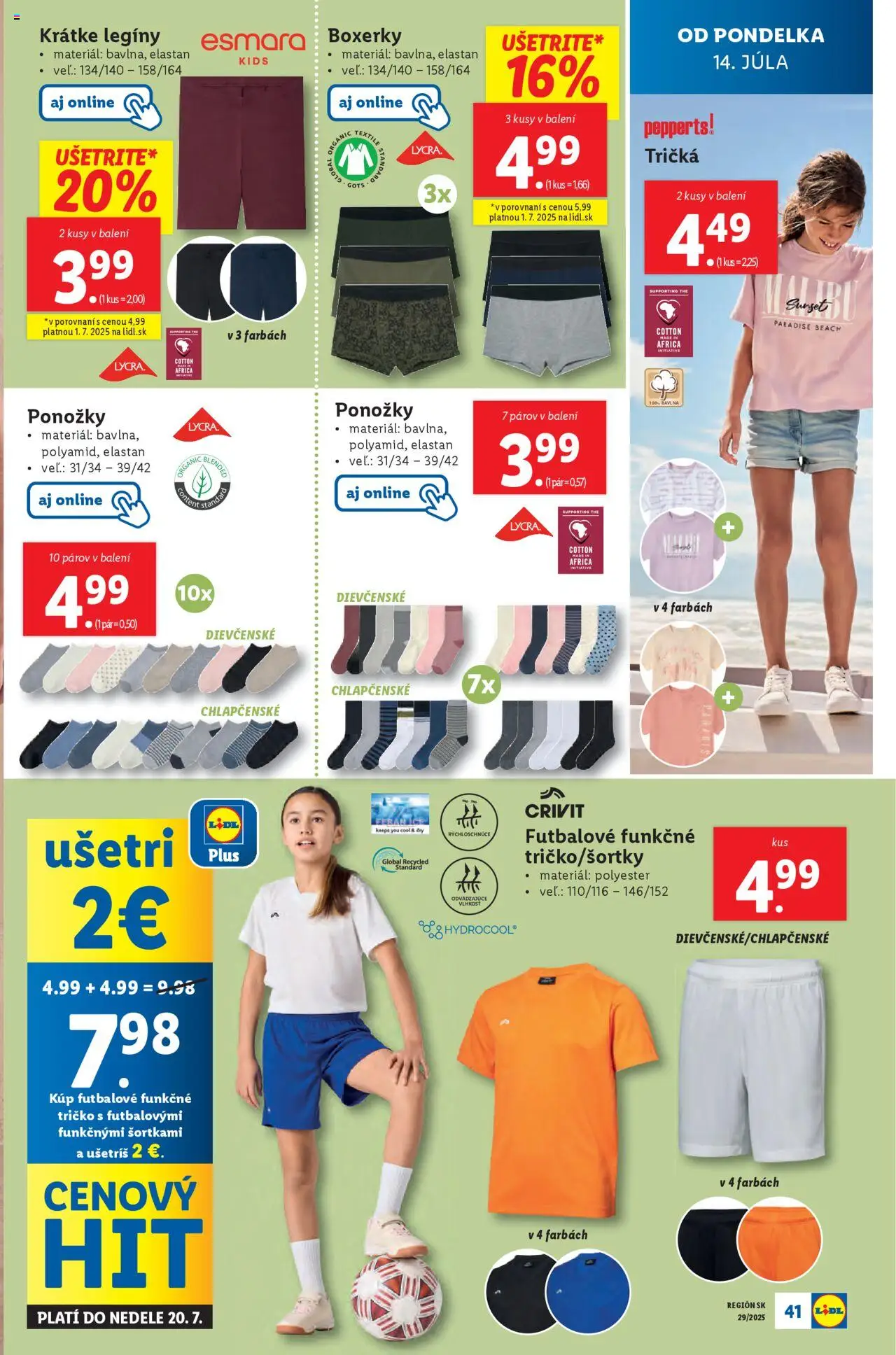 Lidl leták │ platný od 14.07.2025 | Strana: 45 | Produkty: Stan, Ponožky, Legíny, Boxerky