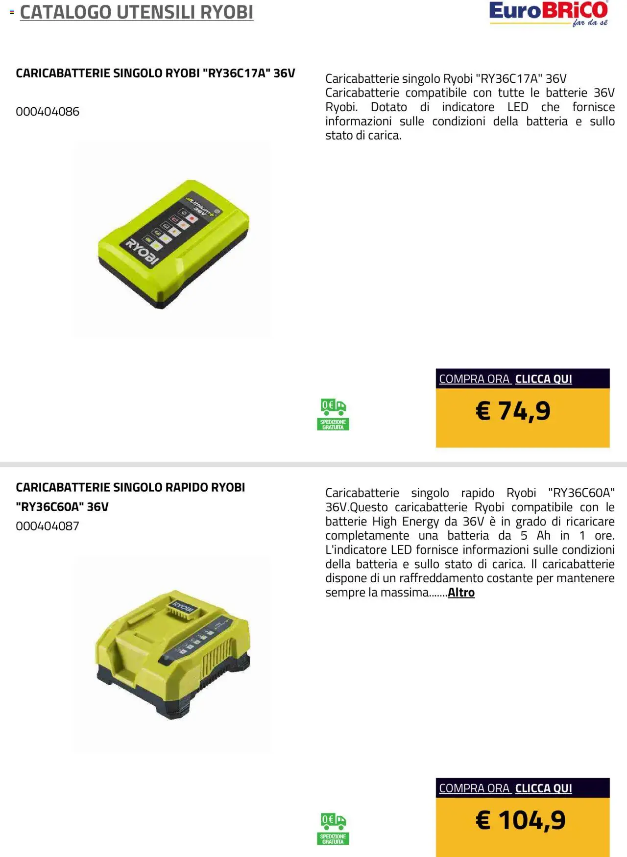 Volantino Eurobrico del 23.07.2025 | Pagina: 36 | Prodotti: Batteria, Batterie, Caricabatterie