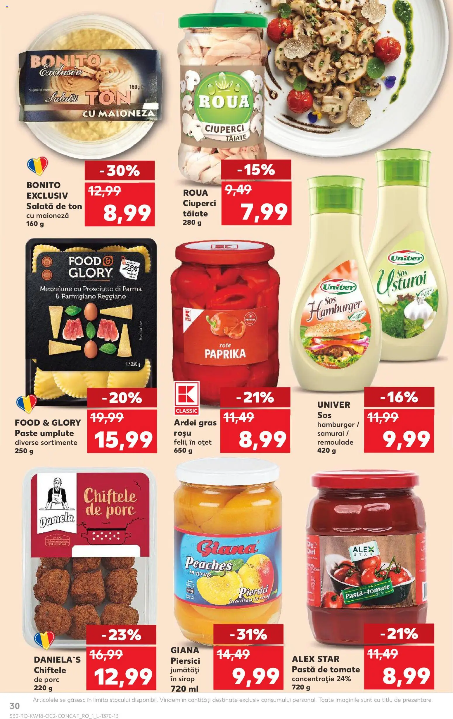 Noul catalog Kaufland – valabil de la 29.04.2026 | Pagină: 30 | Produse: Ciuperci, Pastă de tomate, Oțet, Usturoi