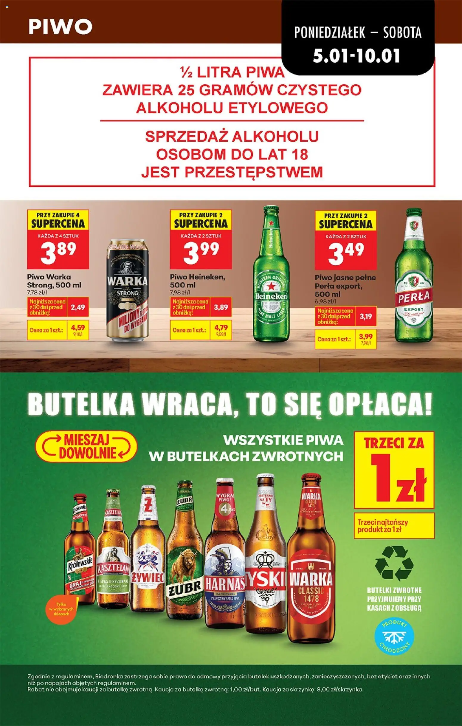 Biedronka gazetka od 05.01.2026 | Strona: 59 | Produkty: Piwo Warka, Harnaś, Piwo, Heineken