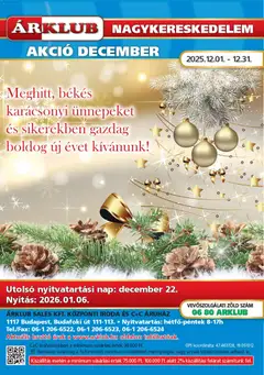 ÁRKLUB Akciós újság - amely érvényes a következő dátumtól: 01.12.2025