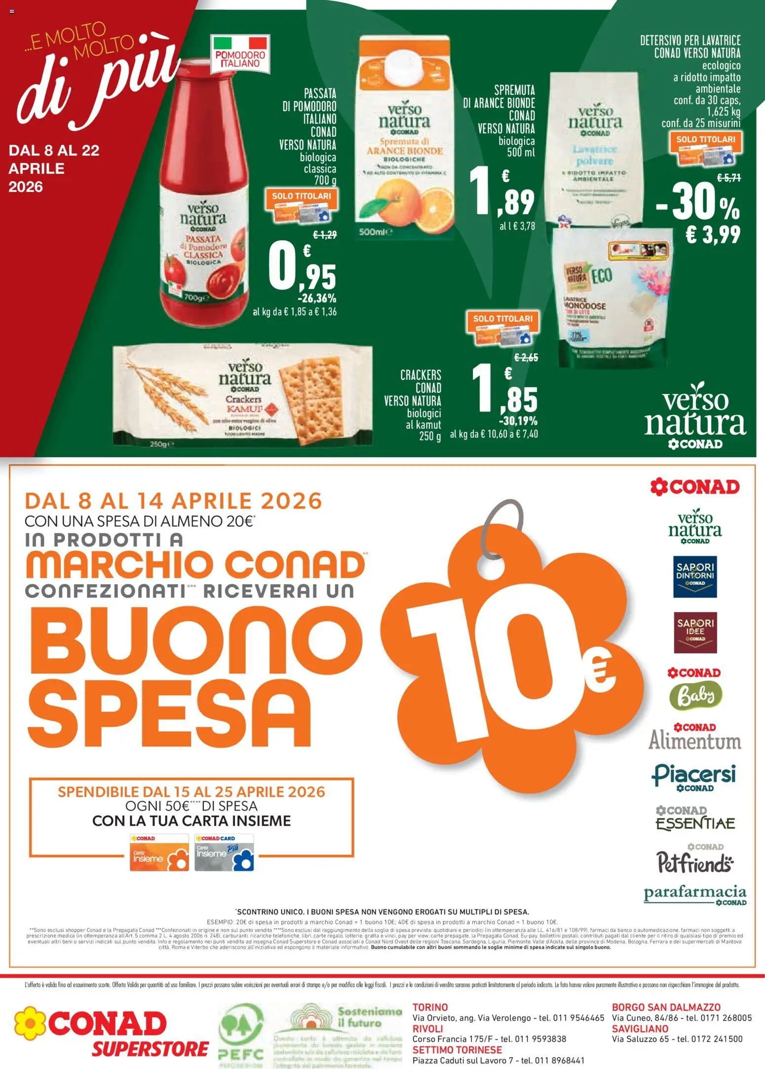 Volantino Conad del 08.04.2026 | Pagina: 4 | Prodotti: Arance, Pomodori, Passata di pomodoro, Stampa
