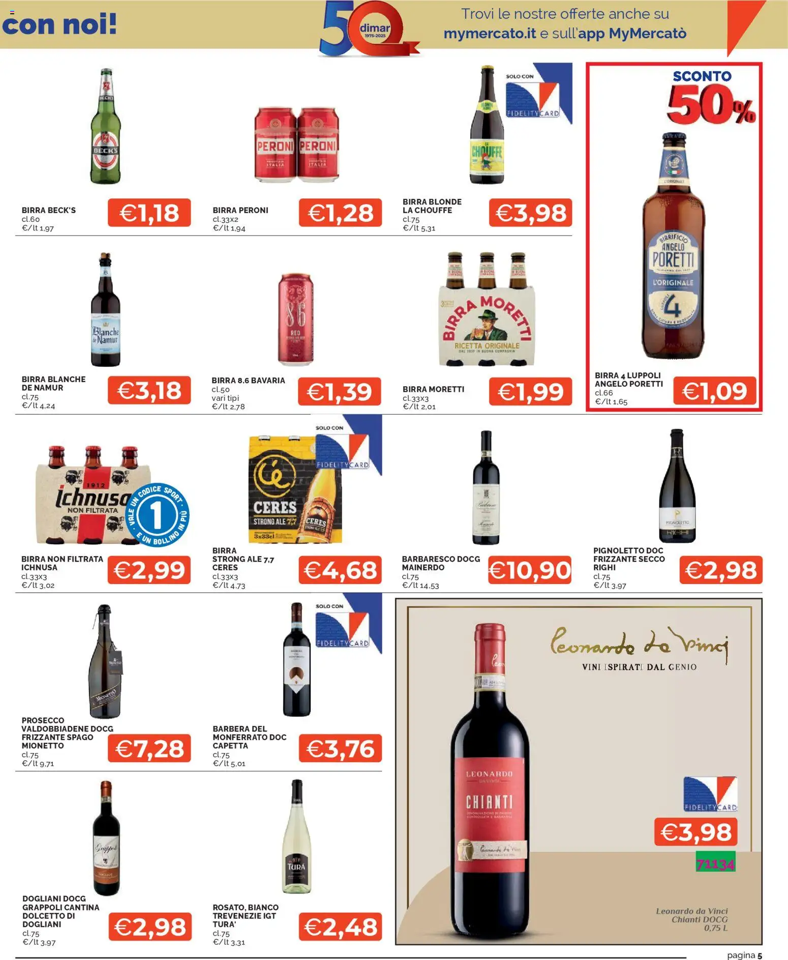 Volantino Mercatò del 27.10.2025 | Pagina: 5 | Prodotti: Birra, Prosecco, Birra Moretti, Ceres