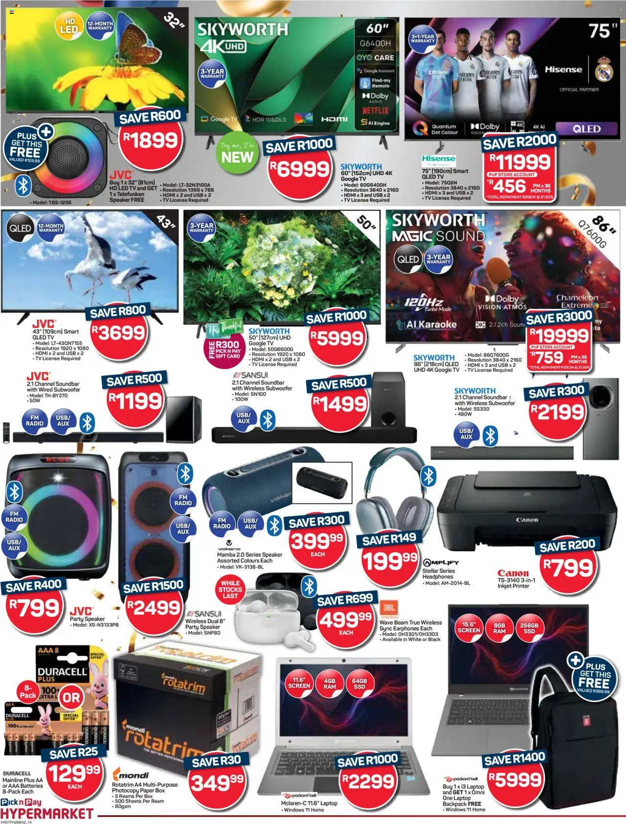 Pick n Pay Inland provinces - Hyper Birthday Specials │ valid from 23.06.2025 | Page: 14 | Products: Printer, Backpack, Speaker, Remote