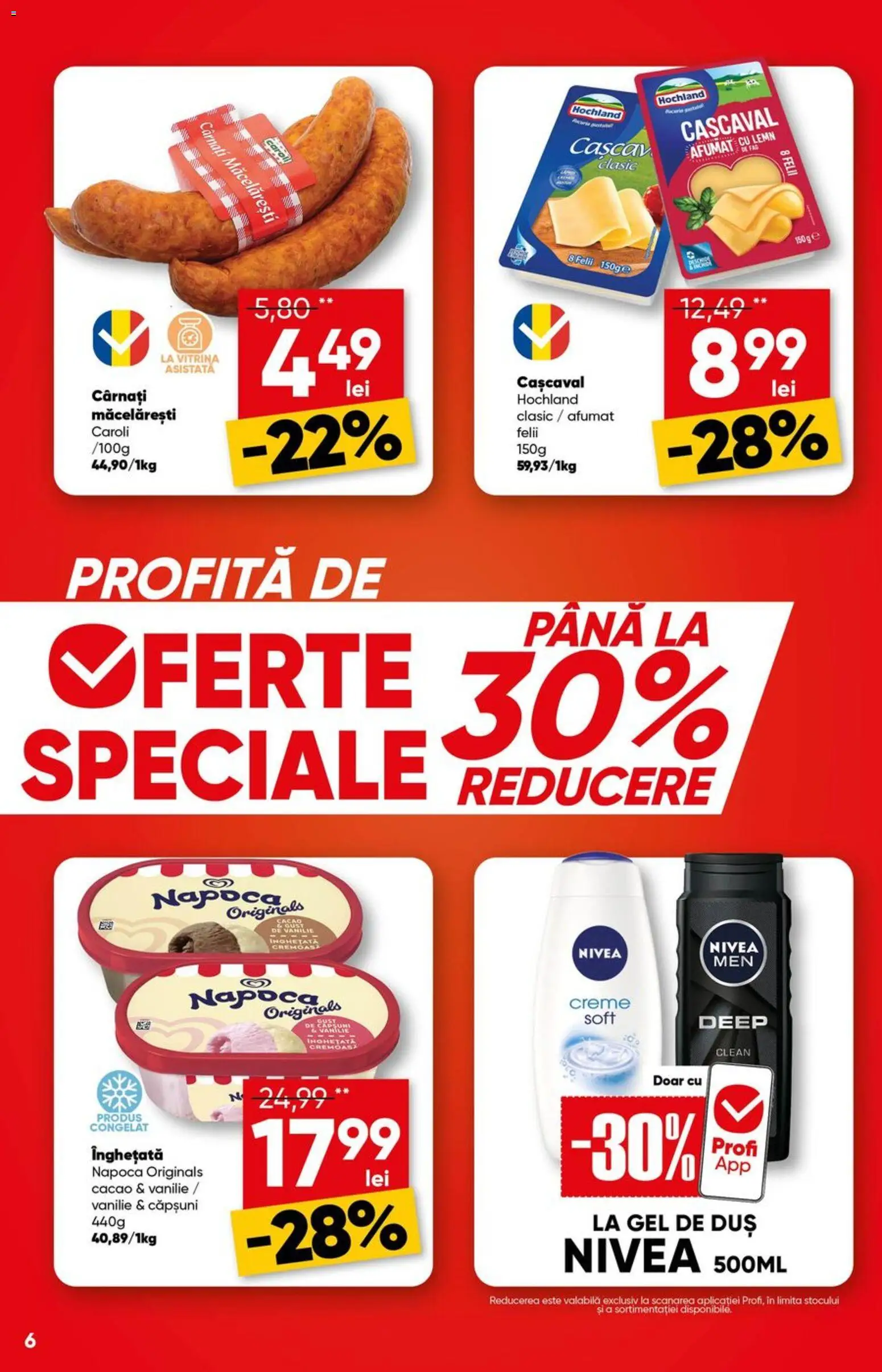Noul catalog Profi – valabil de la 29.04.2026 | Pagină: 6 | Produse: Duș, Cașcaval, Căpșuni, Înghețată