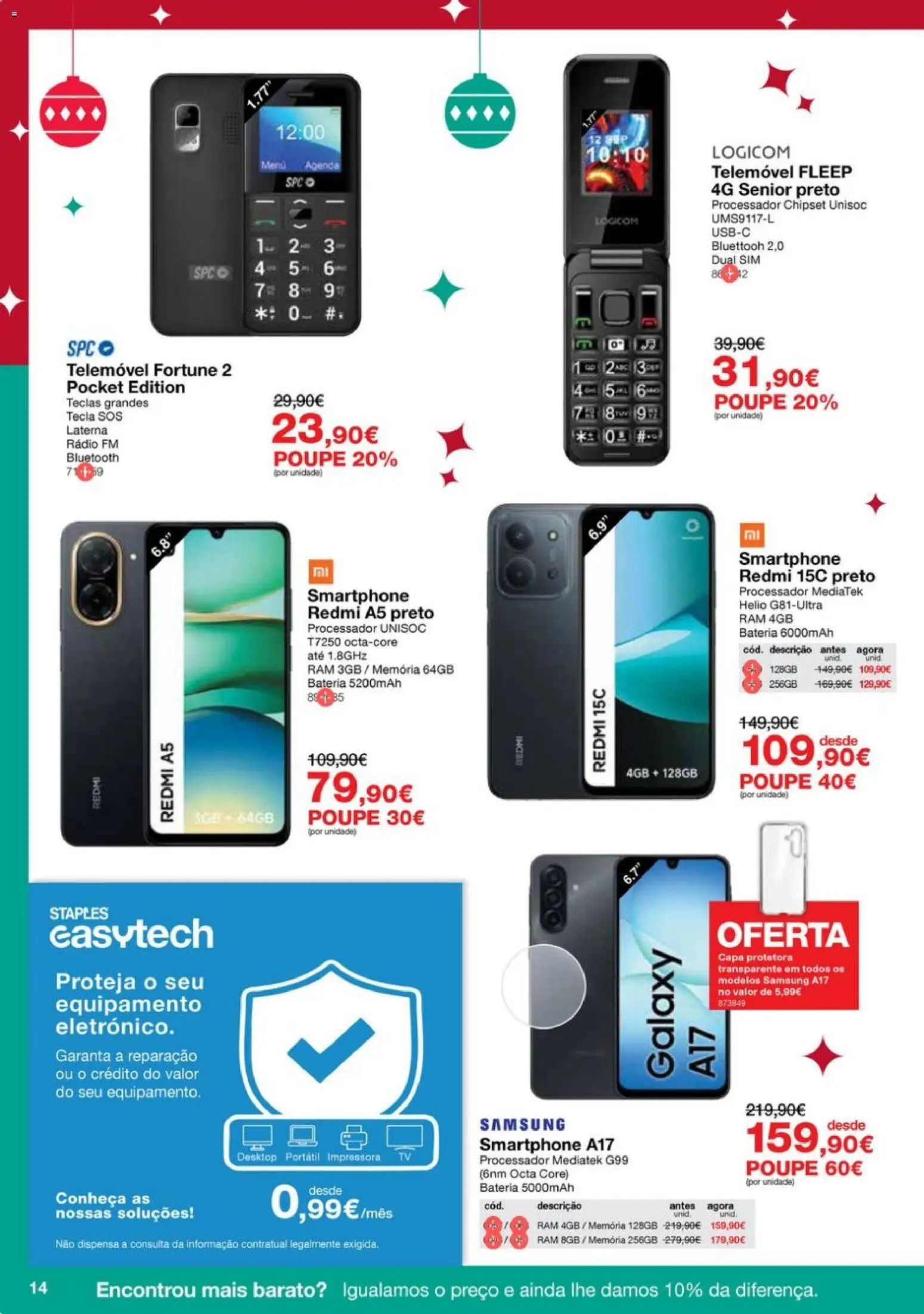 Staples - Folheto Natal 2025 │ válido de 03.12.2025 | Página: 14 | Produtos: Smartphone, Impressora, Telemóvel, Bateria