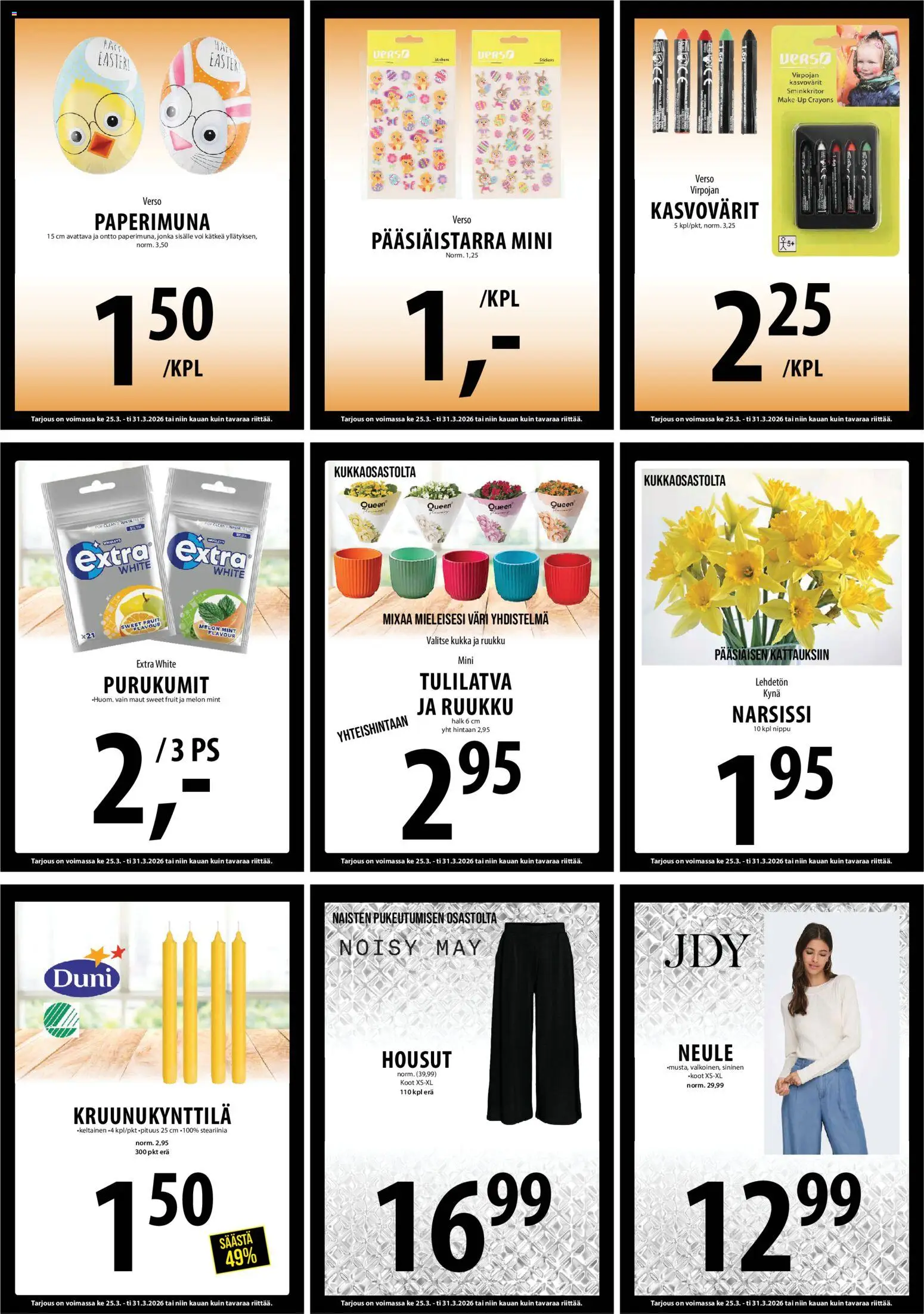 Tuuri tarjoukset – voimassa 25.03.2026 alkaen | Sivu: 15 | Tuotteet: Housut, Voi, Neule, Kynä