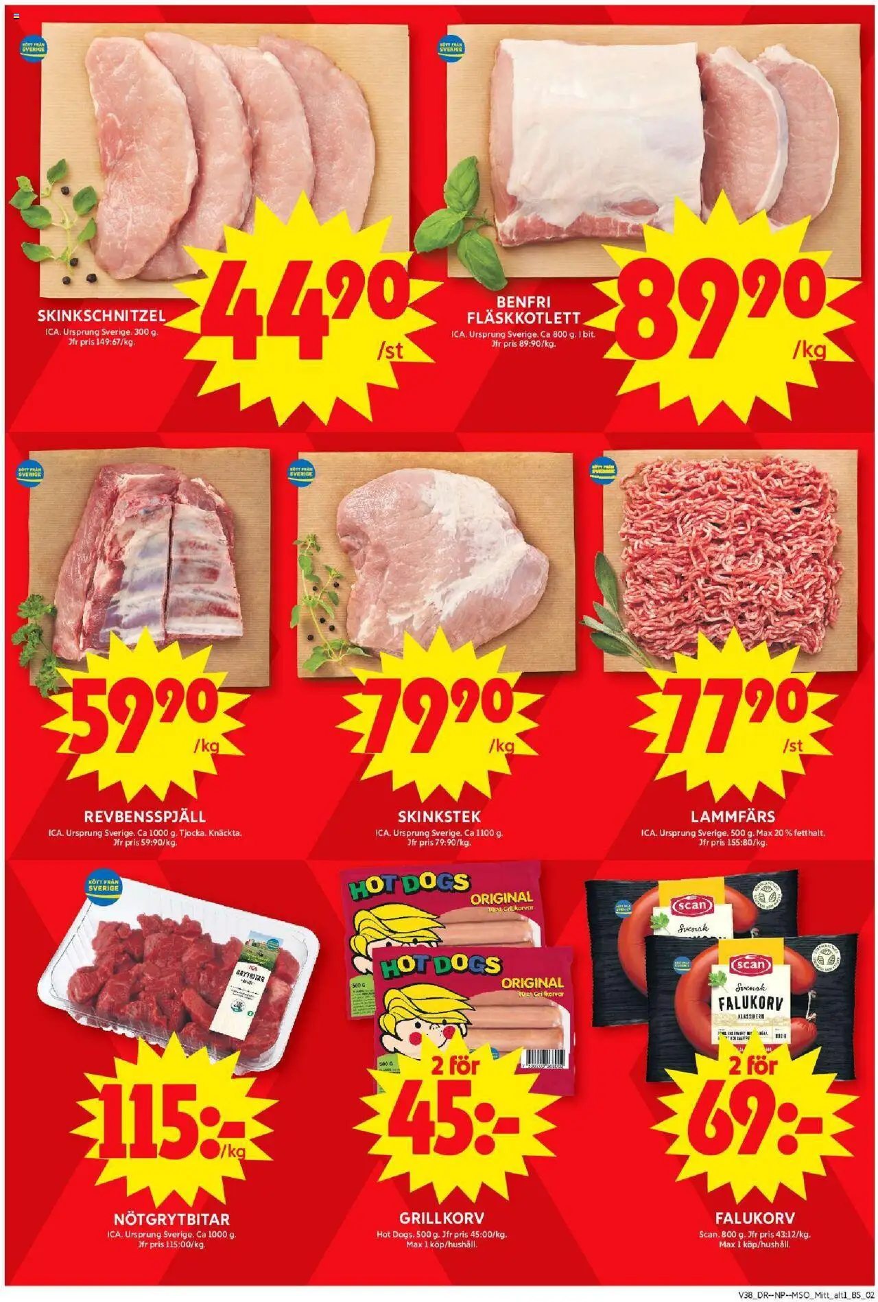 ICA Maxi reklamblad aktuell från 15.09.2025 | Sida: 4 | Produkter: Revbensspjäll, Falukorv, Grillkorv