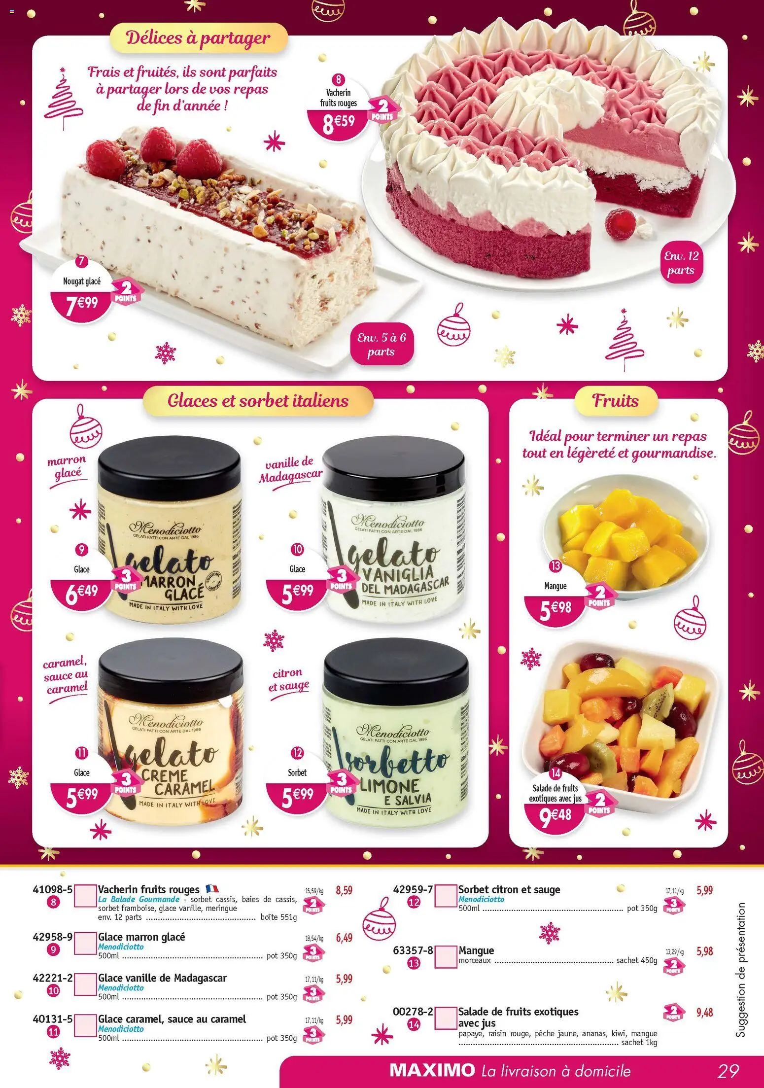 {H1} | Page: 29 | Produits: Glaces, Mangue, Raisin, Jus