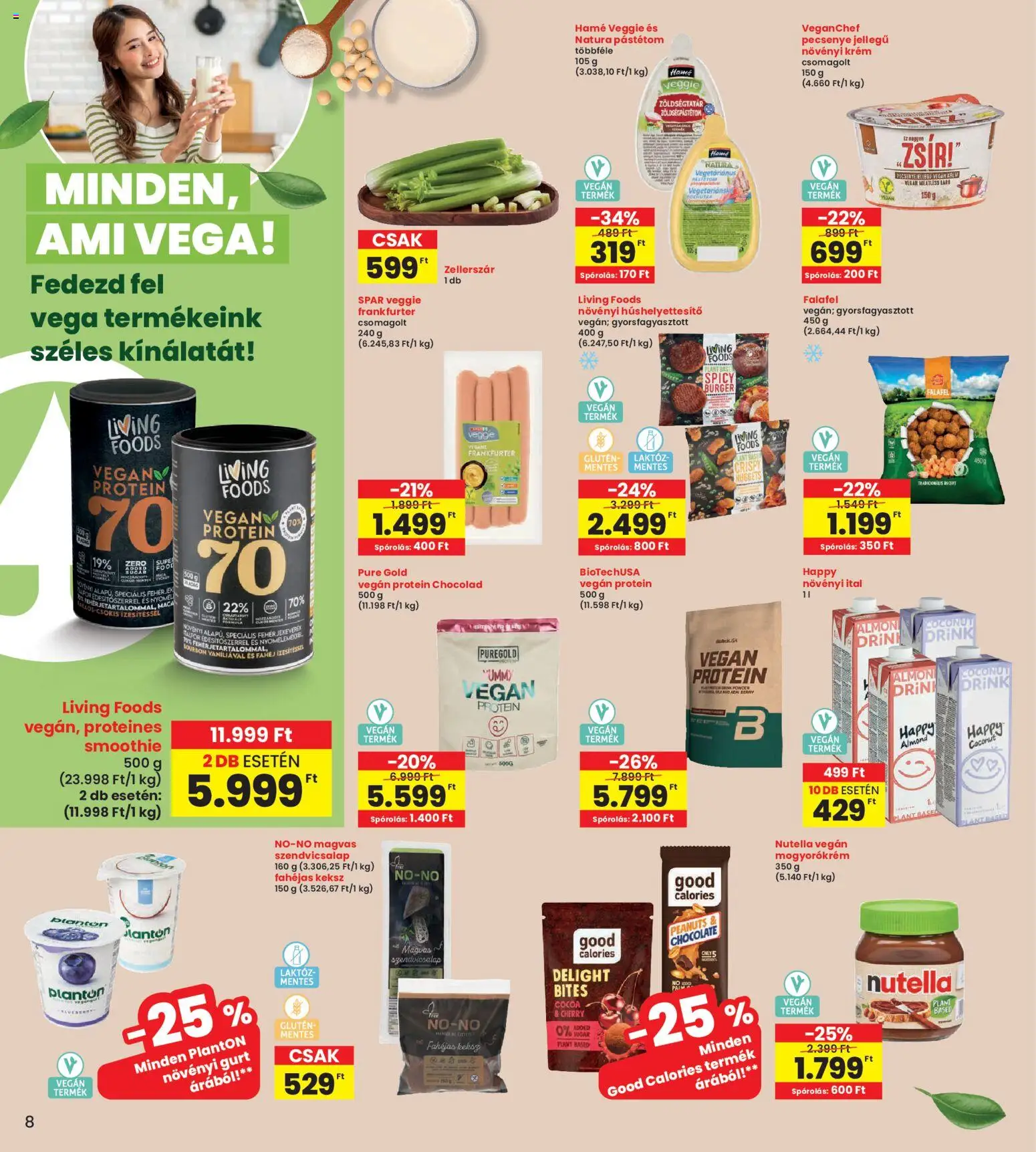 Interspar akciós ujság - amely érvényes a következő dátumtól: 02.01.2026 | Oldal: 8 | Termékek: Nuggets, Protein, Pástétom, Mogyorókrém