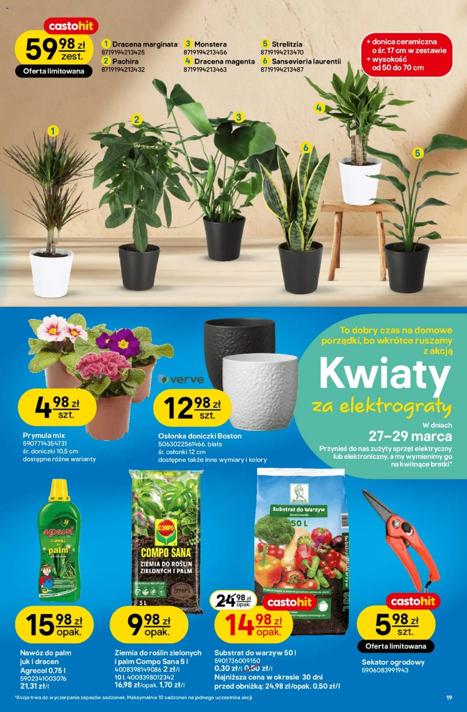 Castorama gazetka od 04.03.2026 | Strona: 19 | Produkty: Sekator, Ziemia, Doniczki, Kwiaty