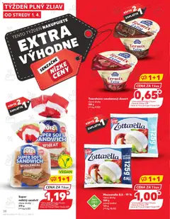 Kaufland SK akciós újság - amely érvényes a következő dátumtól: 01.04.2026 | Oldal: 28 | Termékek: Mozzarella, Vegán
