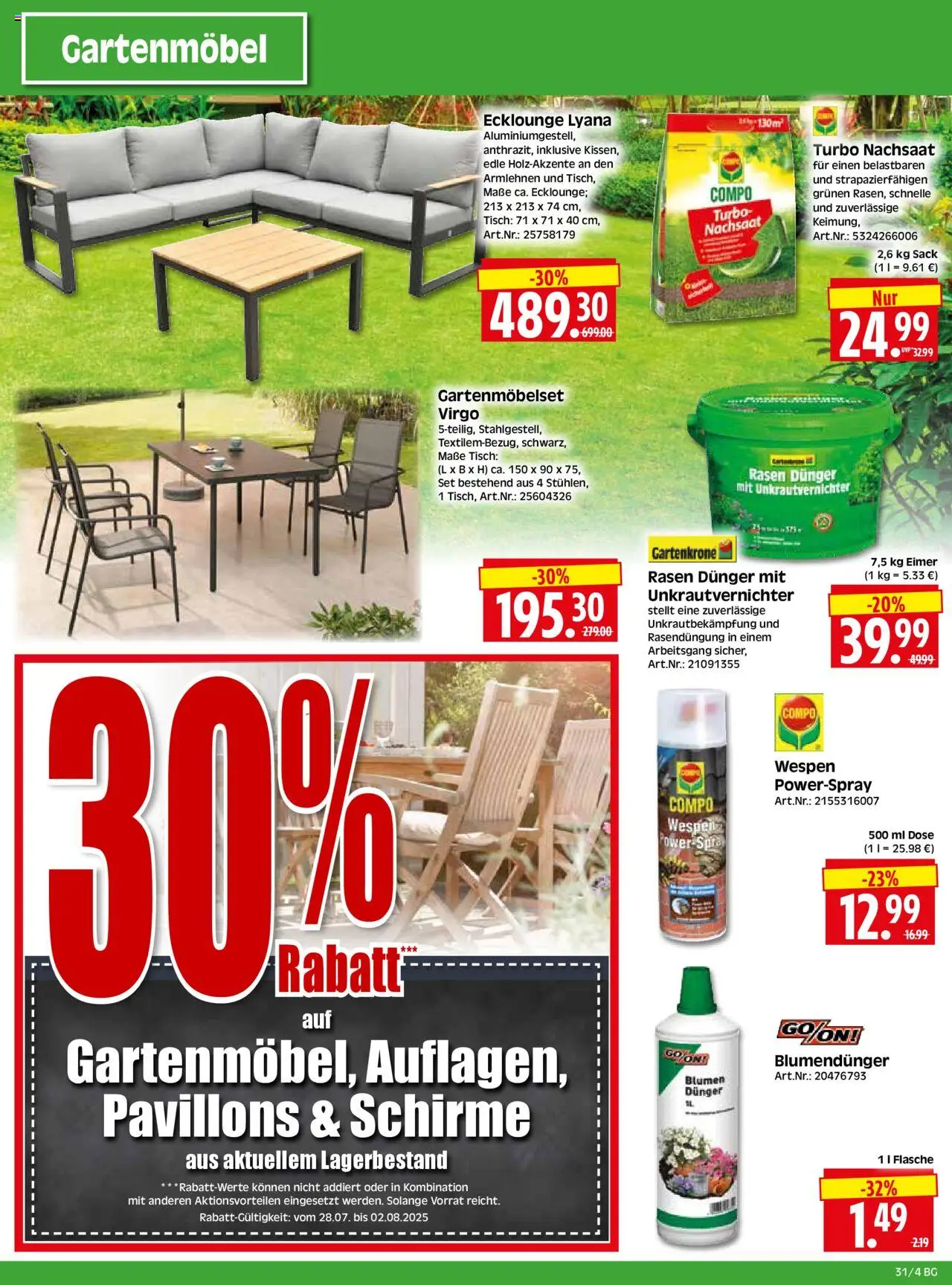 HERKULES  Bau & Garten - gültig ab dem 28.07.2025 | Seite: 4 | Produkte: Tisch, Gartenmöbel, Blumen