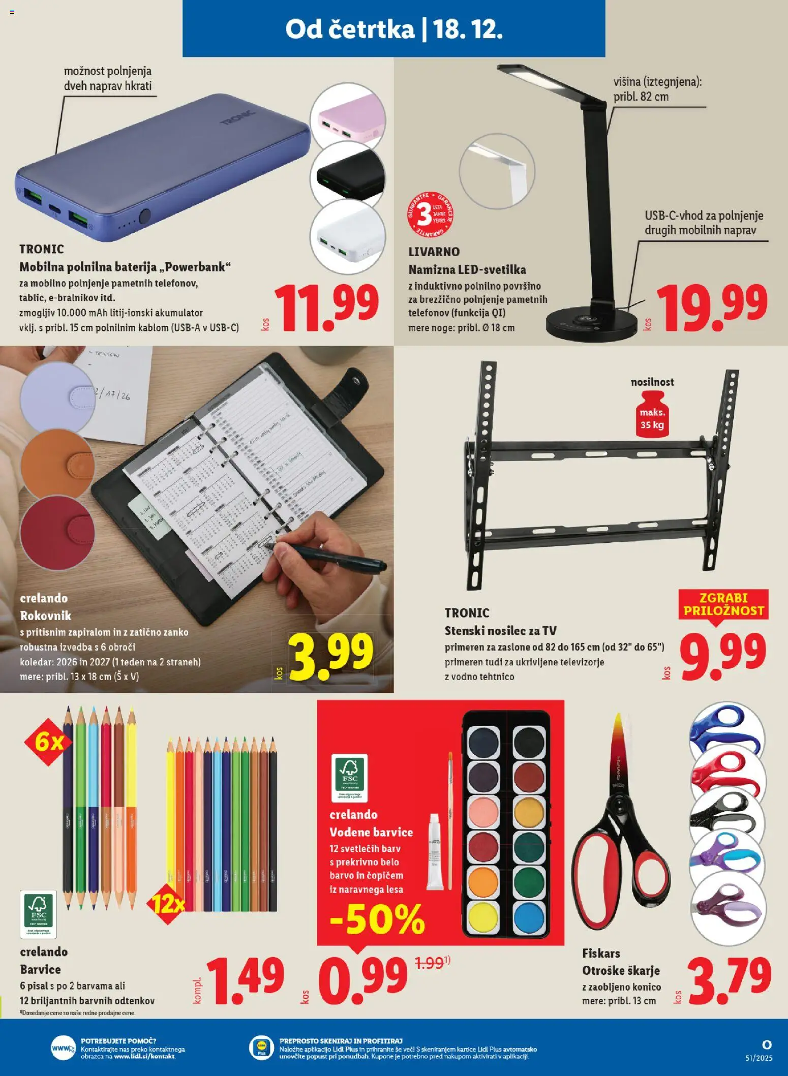 Novi Lidl katalog ponudbe – veljaven od 18.12.2025 | Stran: 29 | Izdelki: Baterija, Tv, Barvice, Akumulator