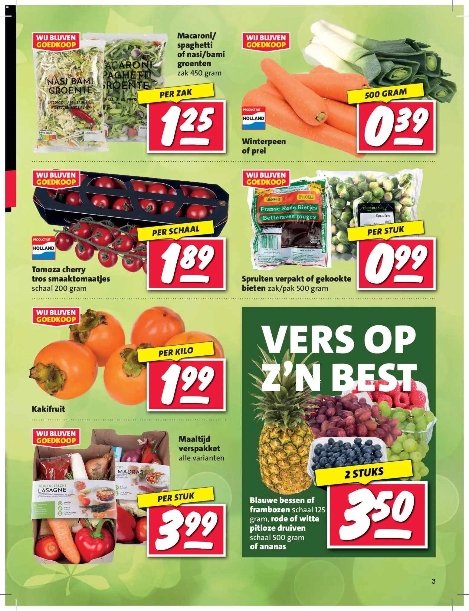 {H1} | Pagina: 3 | Producten: Ananas, Schaal, Prei, La