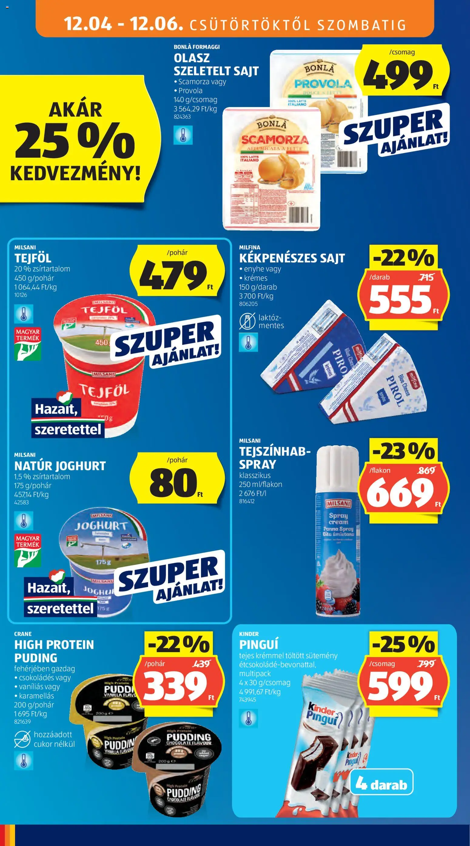 Aldi akciós ujság - amely érvényes a következő dátumtól: 04.12.2025 | Oldal: 12 | Termékek: Puding, Protein, Joghurt, Tejföl