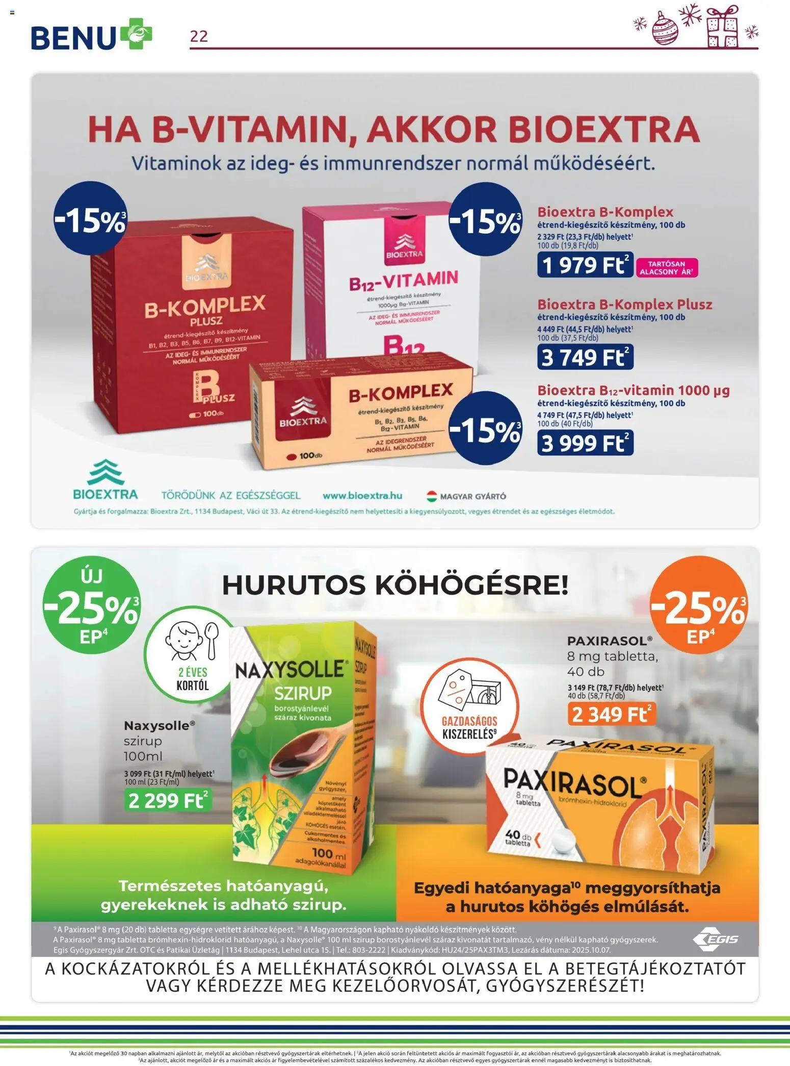 BENU Gyógyszertárak akciós ujság - amely érvényes a következő dátumtól: 01.12.2025 | Oldal: 22