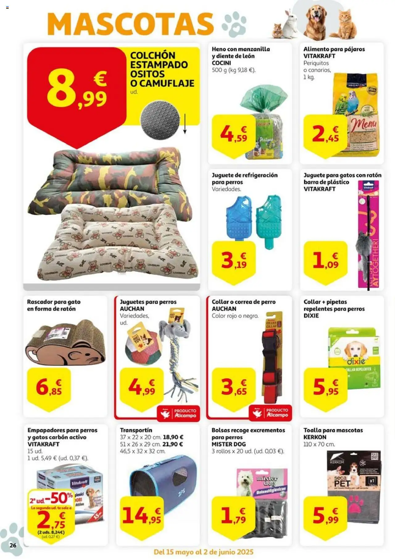 Alcampo - Especial Mascotas Guanya en estalvi │ válido desde el 20.05.2025 | Página: 26 | Productos: Té, Colchon, Juguetes