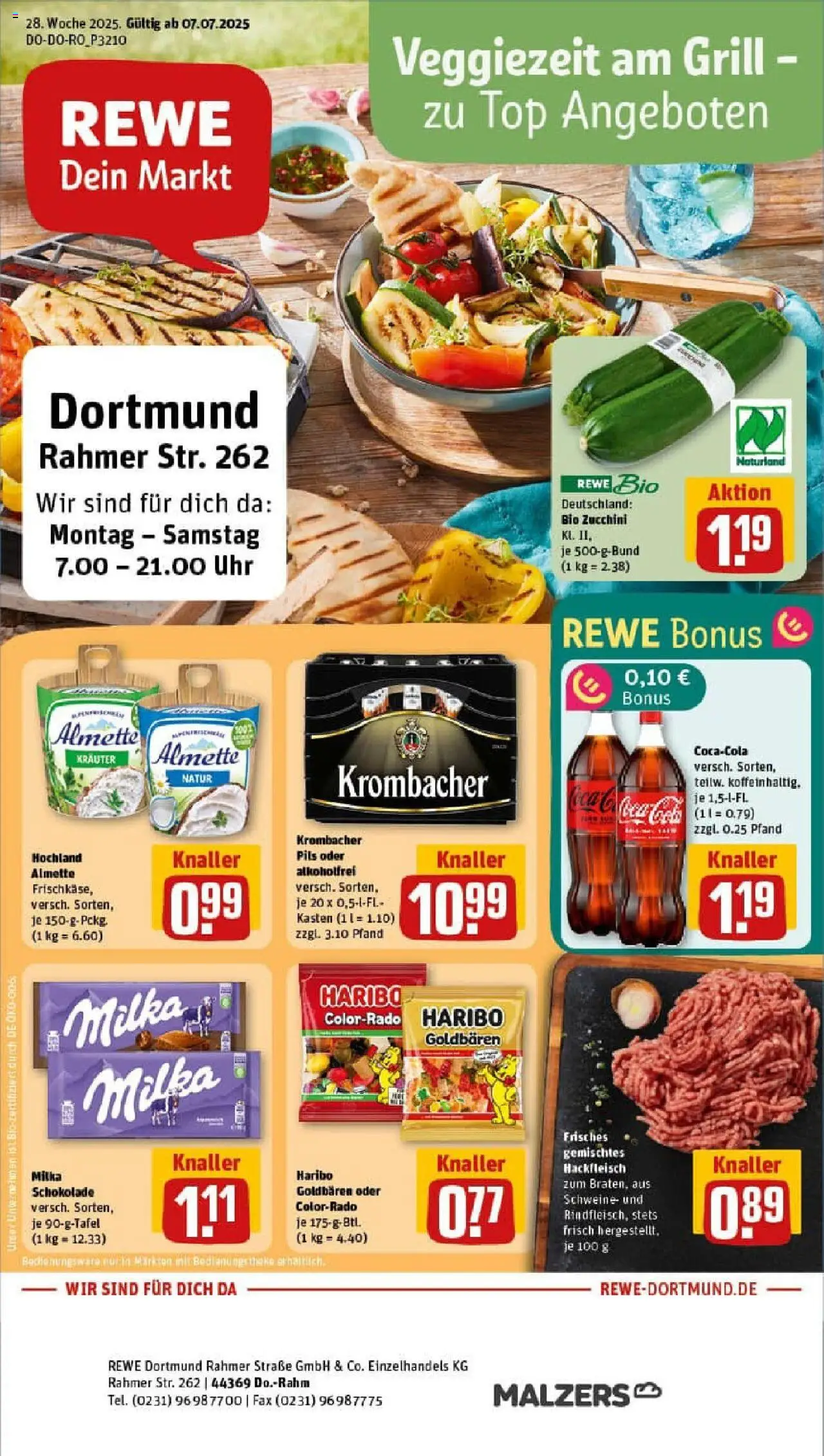 Rewe prospekt Dortmund	 - gültig ab dem 06.07.2025 | Seite: 1 | Produkte: Grill, Almette, Zucchini, Hackfleisch