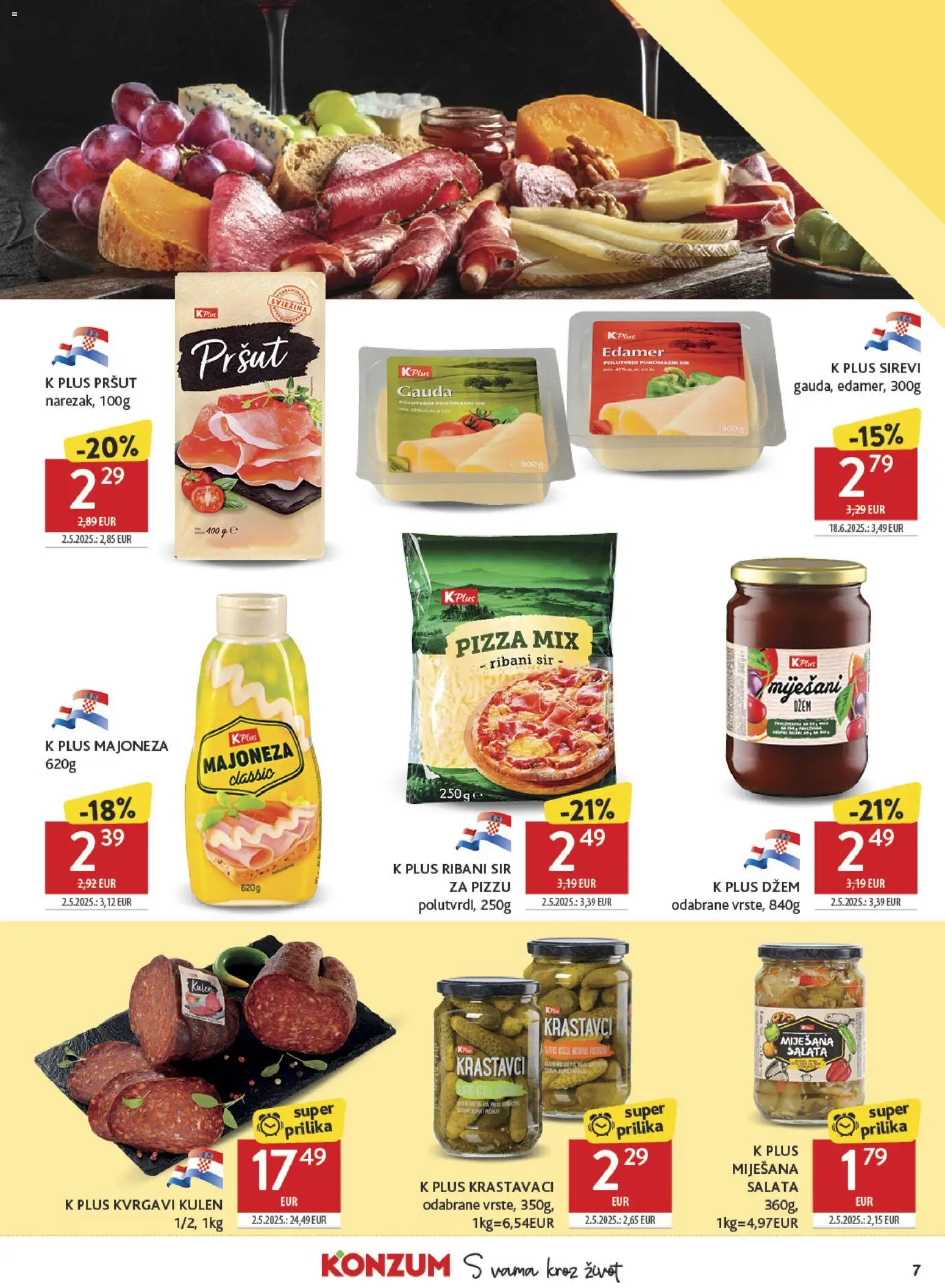 Konzum katalog | vrijedi od 21.01.2026 | Stranica: 7 | Proizvodi: Gauda, Sir, Pizza, Majoneza