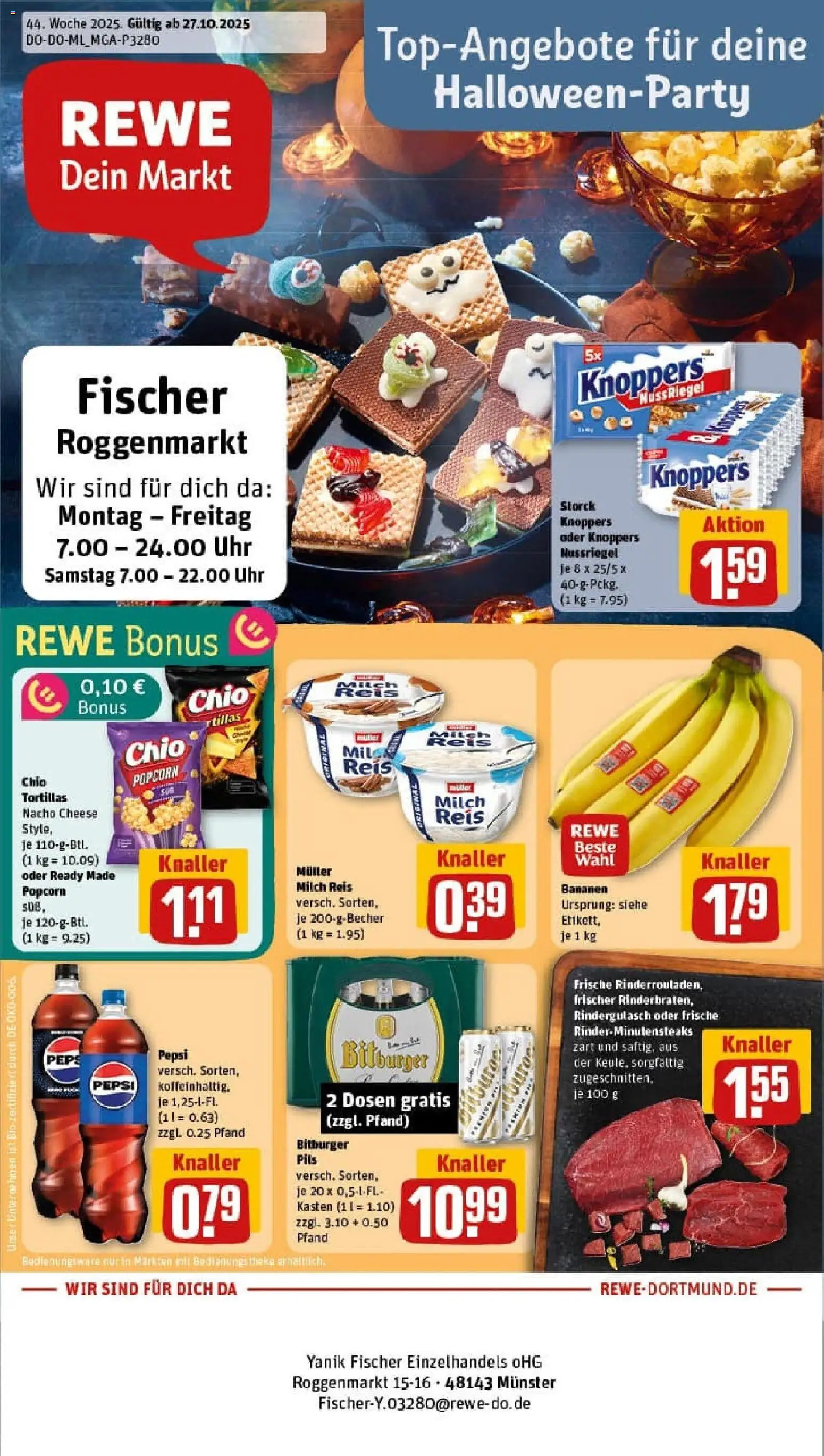 Rewe prospekt Münster	 – gültig ab 26.10.2025 | Seite: 1 | Produkte: Bitburger, Milch, Pils, Knoppers