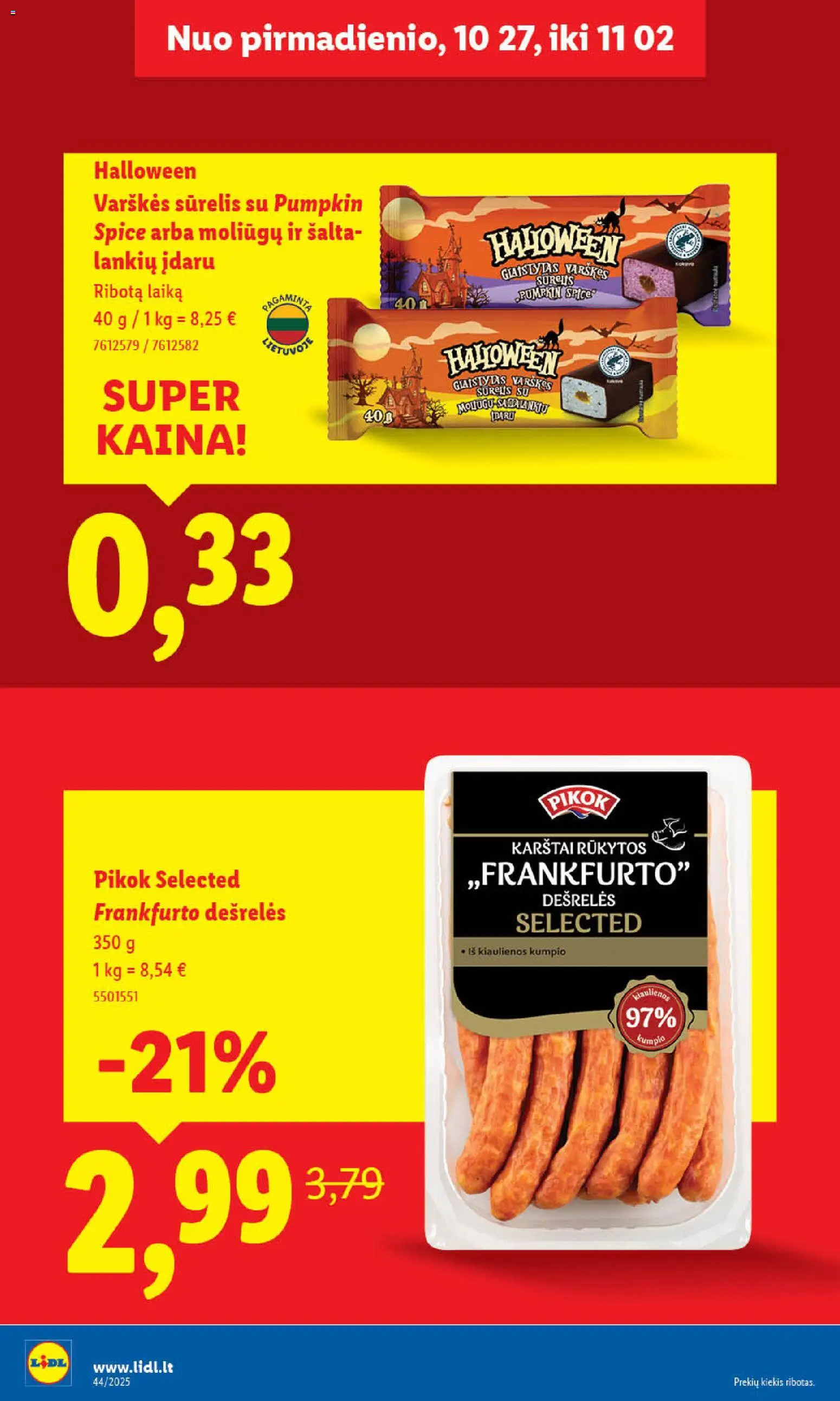 LIDL akcijos nuo 27.10.2025 | Puslapis: 26 | Prekių: Sūrelis, Kiaulienos, Dešrelės