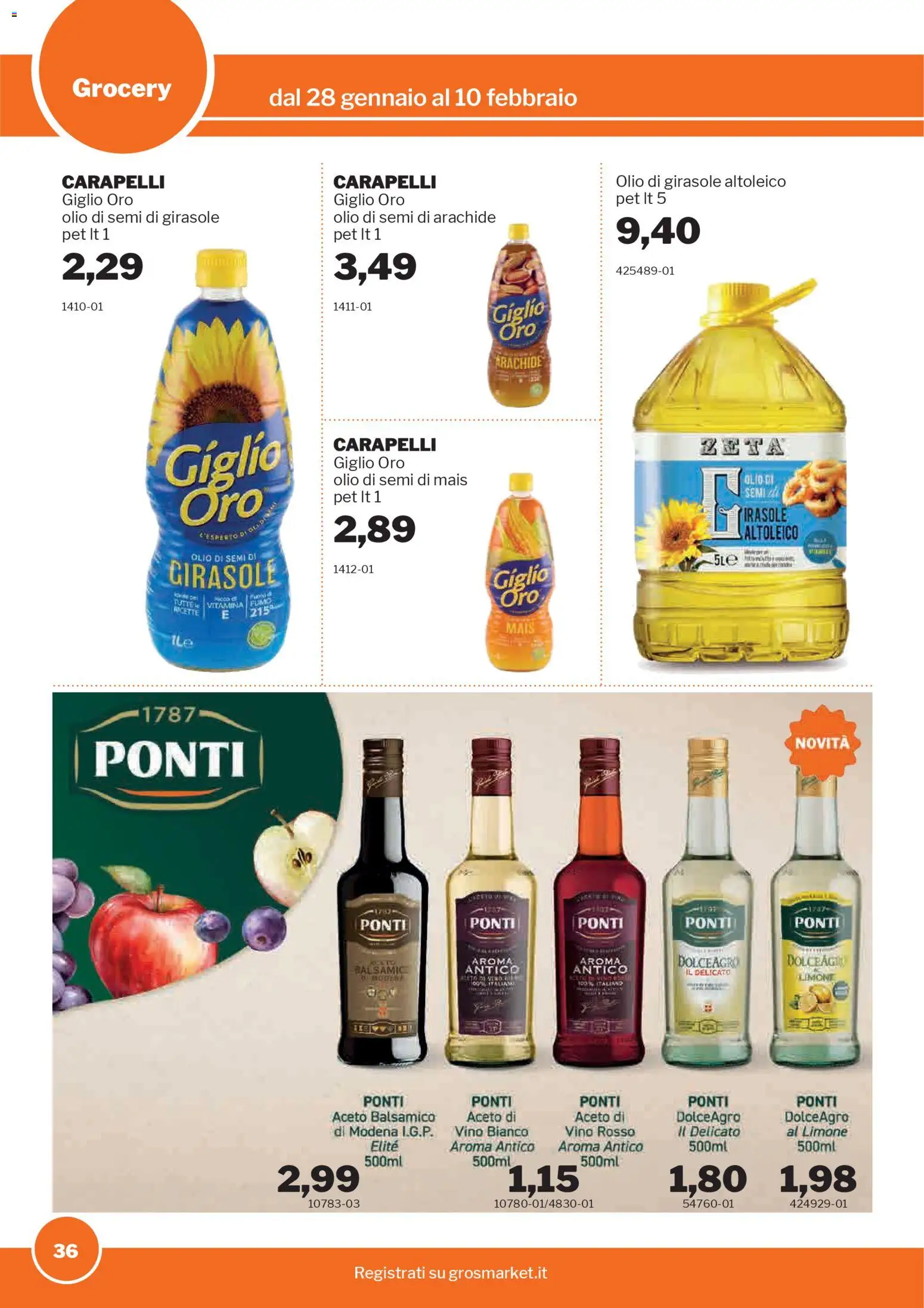 Volantino Sogegross del 28.01.2026 | Pagina: 36 | Prodotti: Olio, Aceto, Mais, Vino rosso