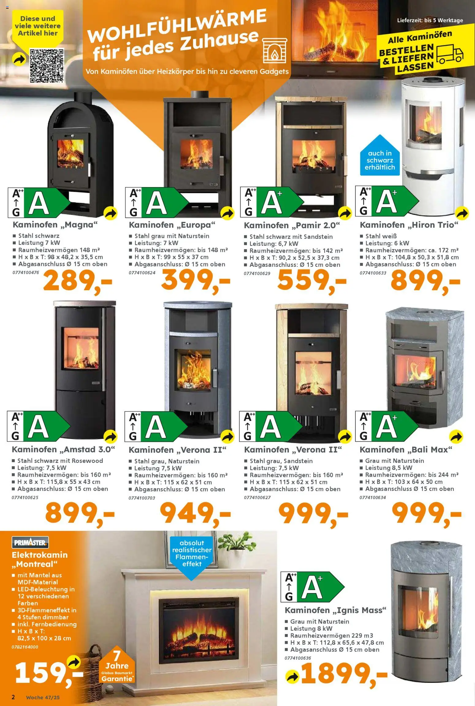 Globus Baumarkt prospekt Oranienburg-Germendorf	 – gültig ab 16.11.2025 | Seite: 2 | Produkte: Heizkörper, Kaminofen, Mantel