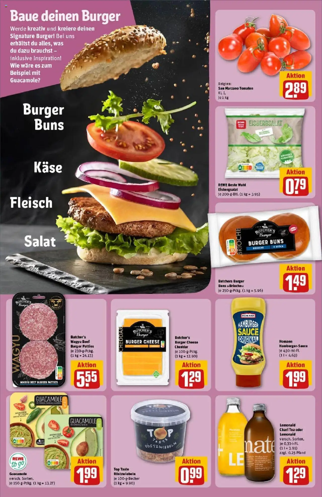 Rewe prospekt Rodgau/Dudenhofen	 - gültig ab dem 06.07.2025 | Seite: 14 | Produkte: Käse, Burger, Tomaten, Salat