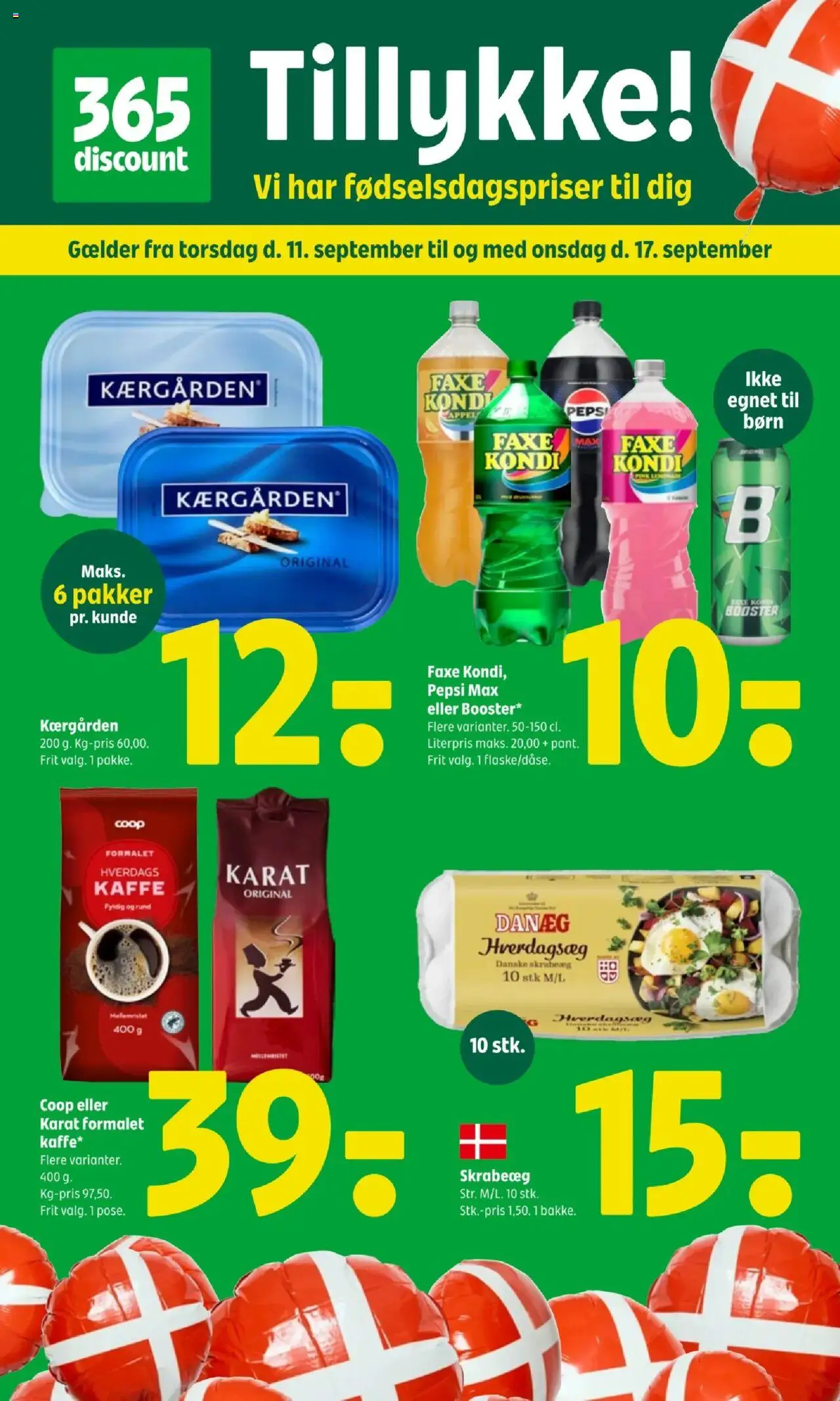 Coop 365 tilbudsavis – gyldig fra 11.09.2025 | Side: 1 | Produkter: Kaffe, Faxe Kondi, Pepsi, Pepsi Max