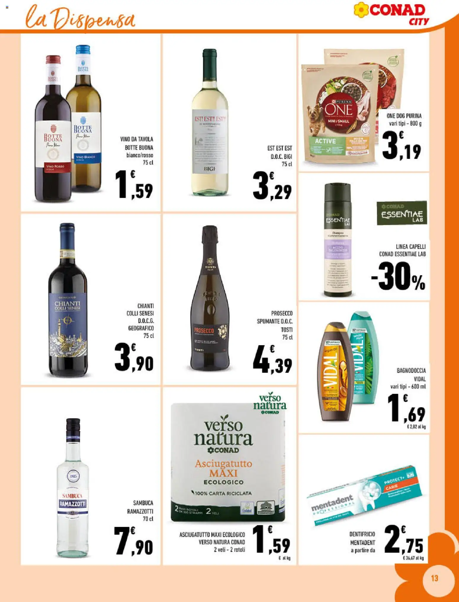 Volantino Conad del 03.01.2026 | Pagina: 13 | Prodotti: Dentifricio, Prosecco, Spumante, Asciugatutto