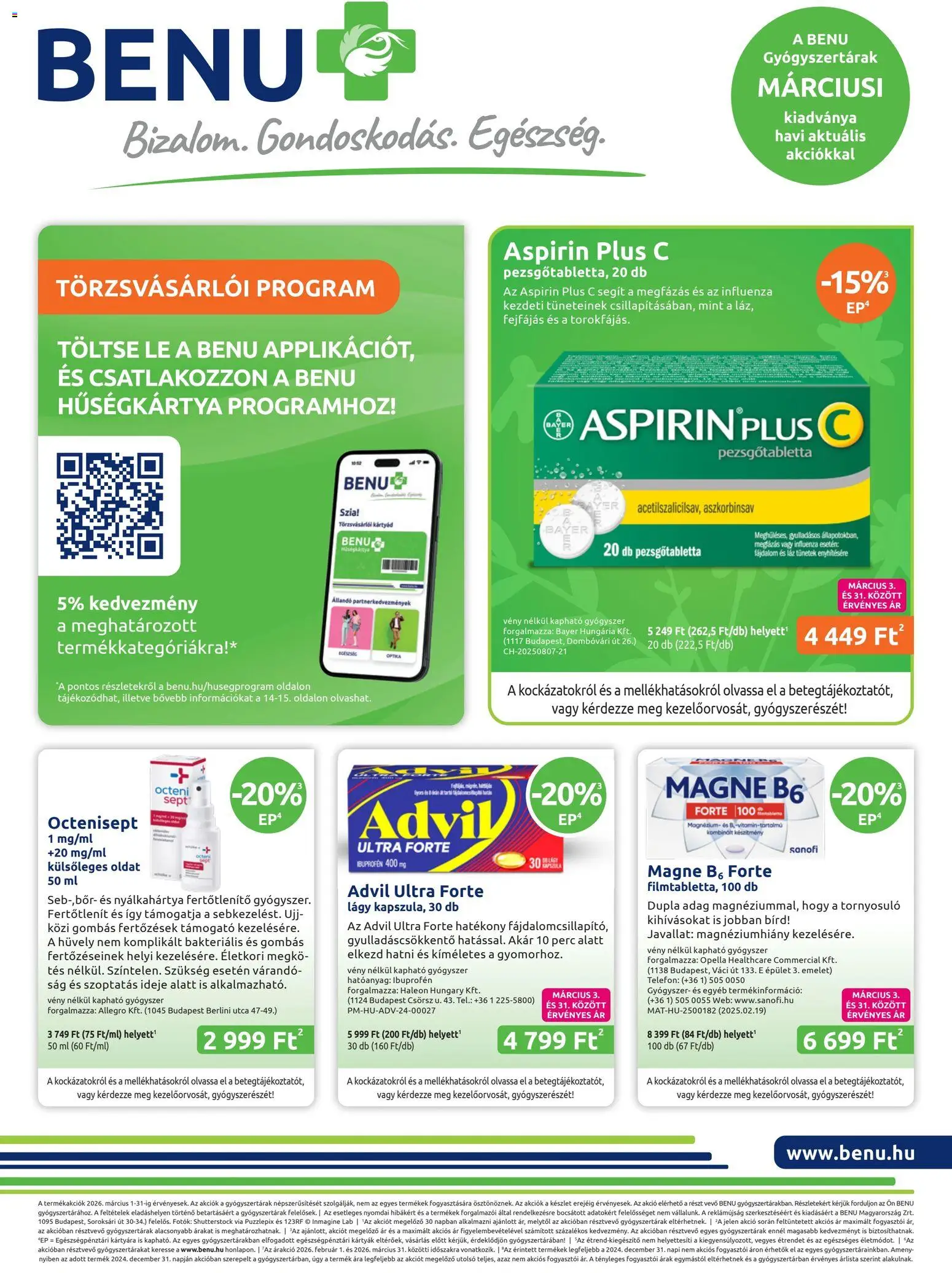 BENU Gyógyszertárak akciós ujság - amely érvényes a következő dátumtól: 01.03.2026 | Oldal: 1 | Termékek: Pezsgőtabletta, Bor