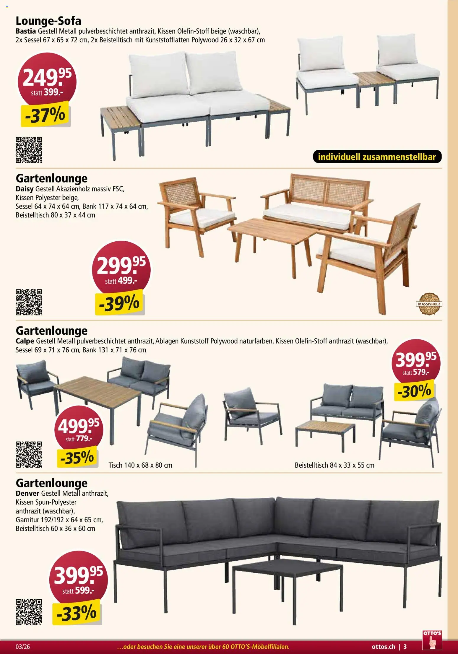 Otto's Aktionen Möbelflyer – gültig ab 01.03.2026 | Seite: 3 | Produkte: Tisch, Kissen, Sessel, Beistelltisch