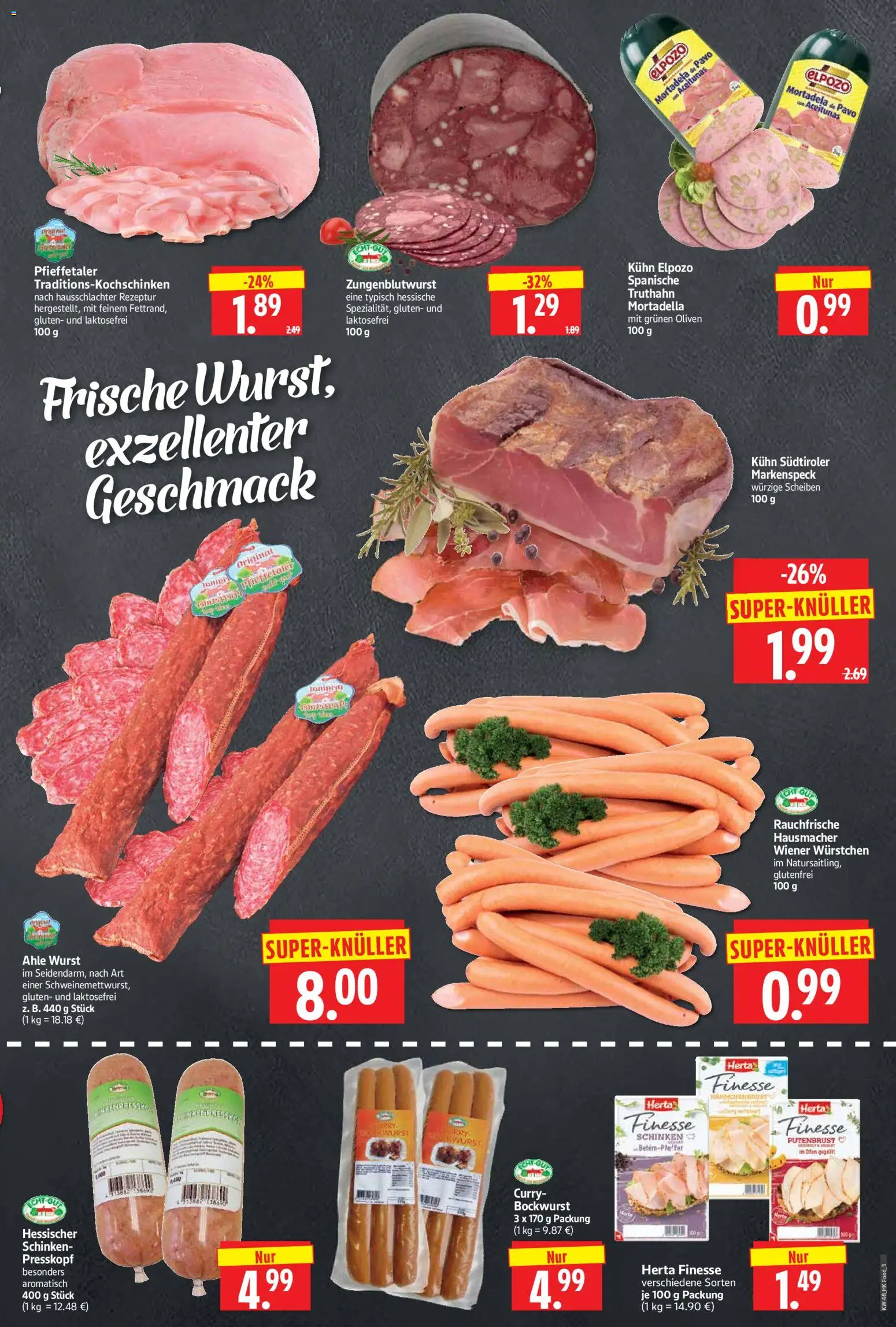 HERKULES Prospekt 	 – gültig ab 24.11.2025 | Seite: 3 | Produkte: Wiener wurstchen, Wurst, Schinken, Herta finesse