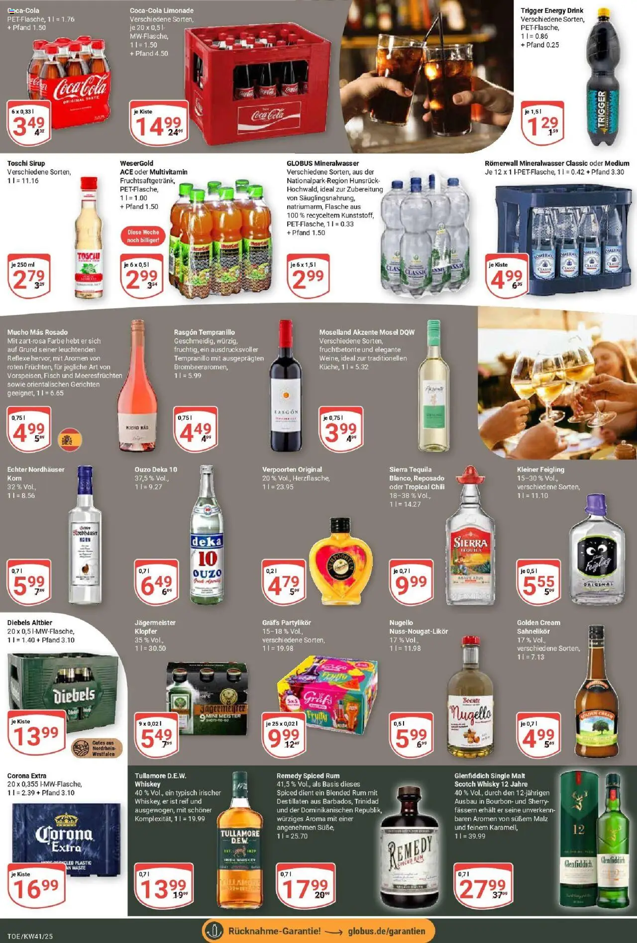Globus prospekt Tönisvorst	 – gültig ab 06.10.2025 | Seite: 19 | Produkte: Whisky, Limonade, Sirup, Mineralwasser