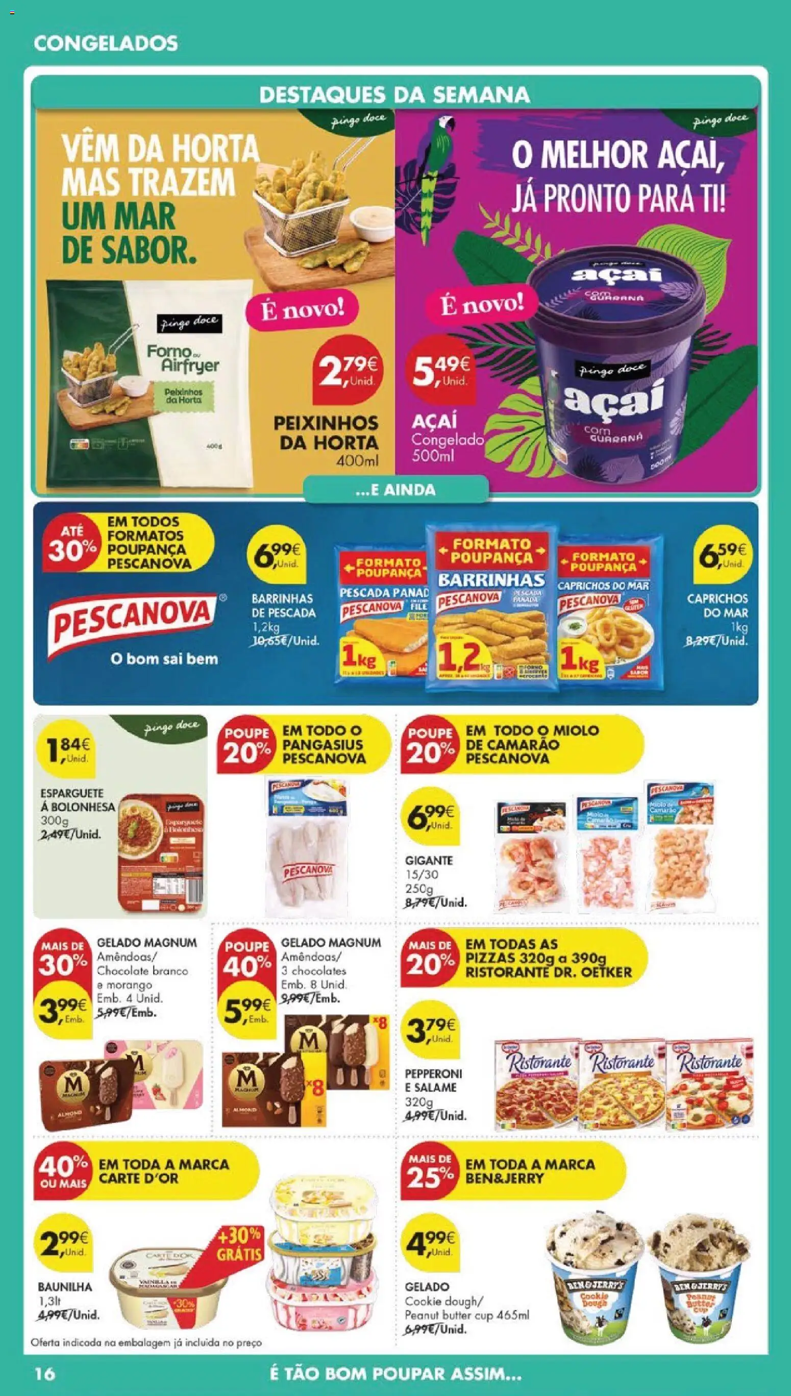 Pingo Doce folheto │ válido de 07.04.2026 | Página: 16 | Produtos: Pescada, Camarão, Chocolate, Pizza