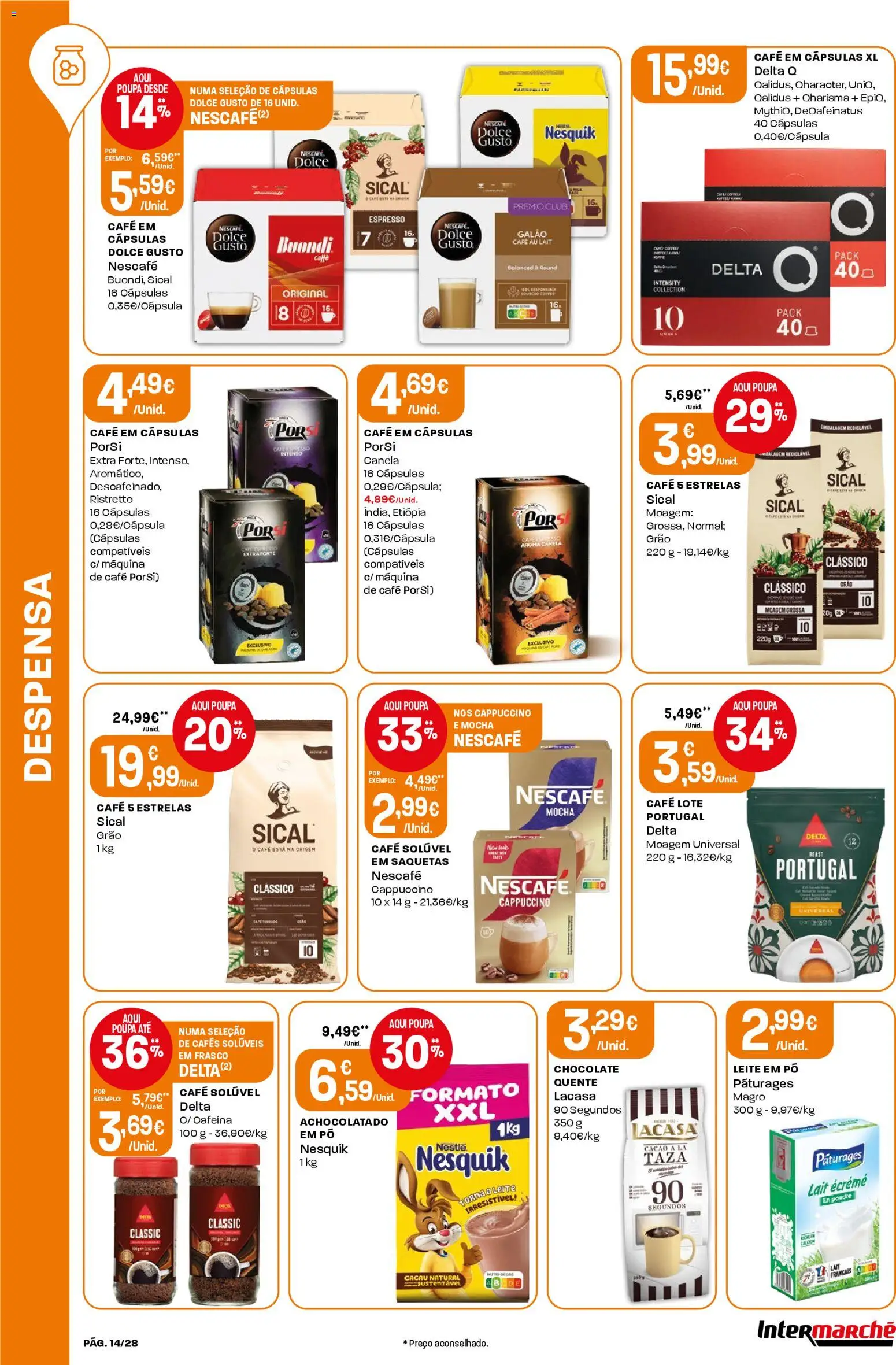 Intermarché Folheto Contact │ válido de 29.01.2026 | Página: 14 | Produtos: Café solúvel, Leite, Nestlé, Chocolate