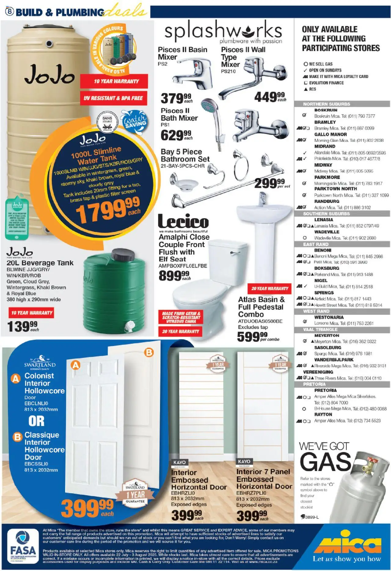 MICA National Leaflet │ valid from 22.07.2025 | Page: 8 | Products: Watch, Pedestal, Mixer, Bath