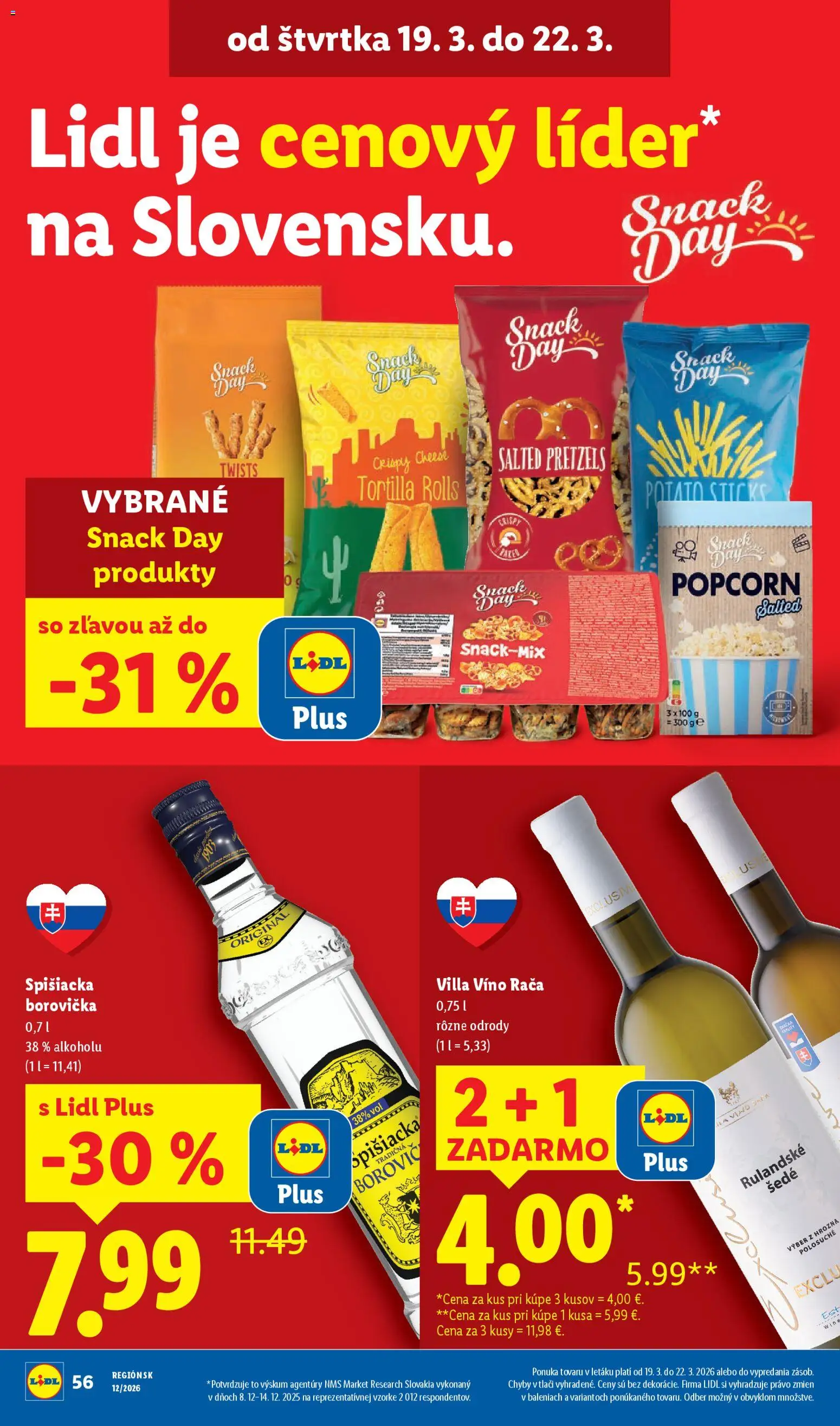 Nové Lidl akcie – leták je platný od 16.03.2026 | Strana: 77 | Produkty: Víno, Tortilla, Borovička, Vodka