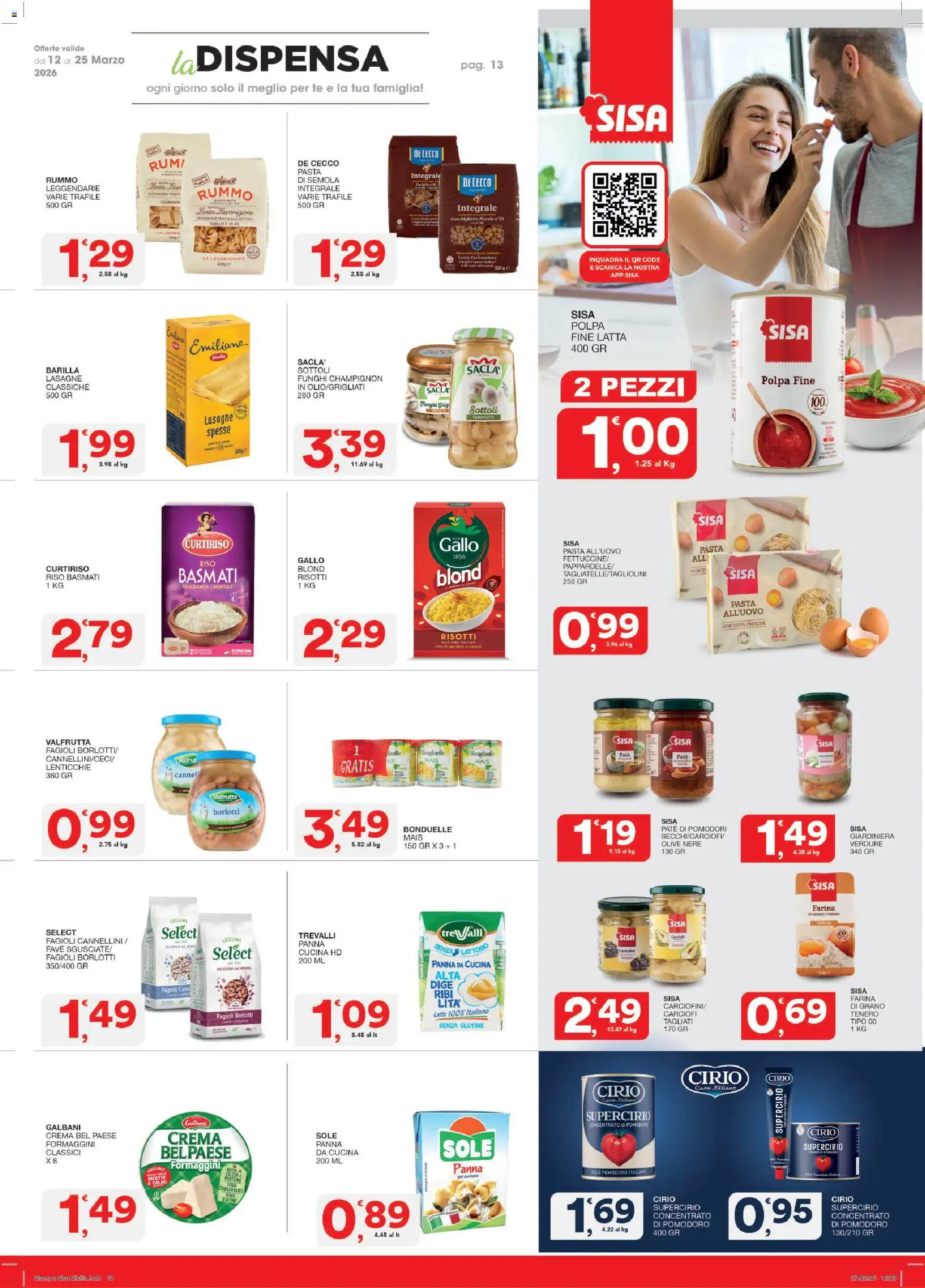 Volantino SISA del 12.03.2026 | Pagina: 13 | Prodotti: Panna, Fagioli, Latte, Farina