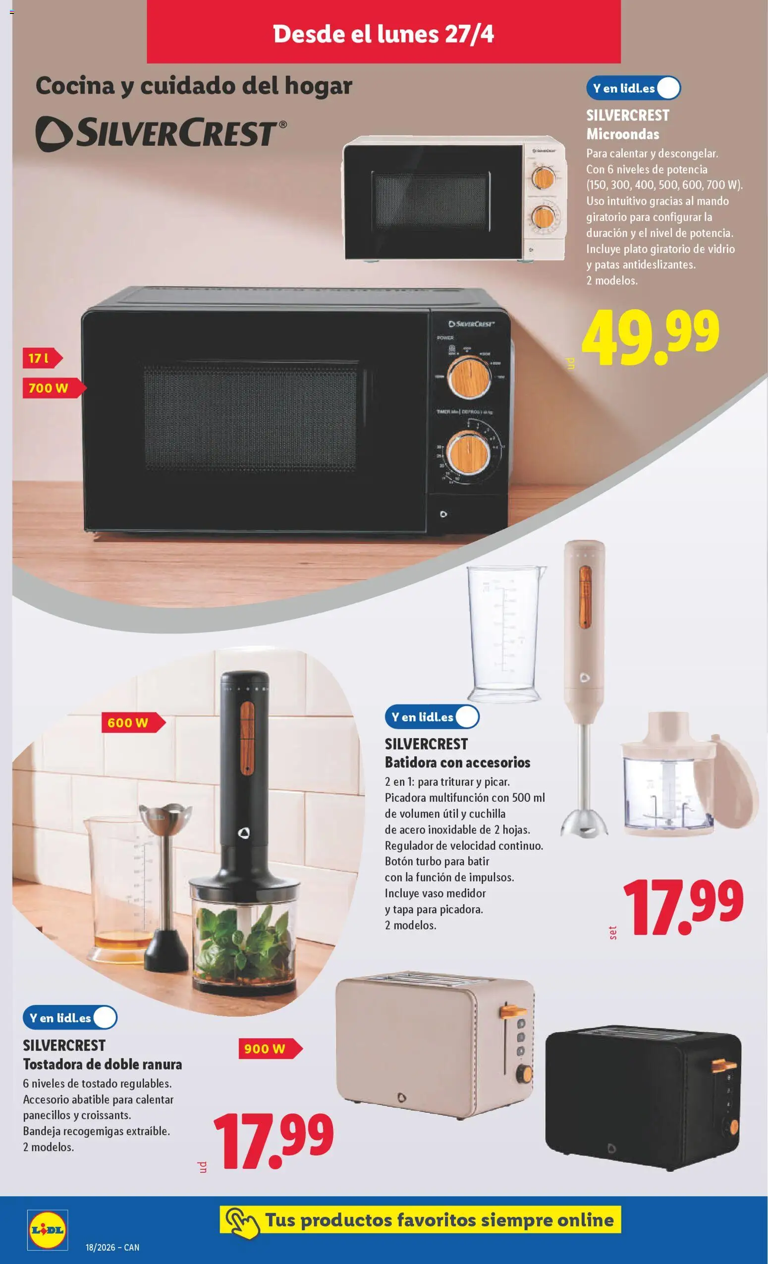Lidl folleto de bazar │ válido desde el 27.04.2026 | Página: 6 | Productos: Cocina, Batidora, Tostadora, Bandeja