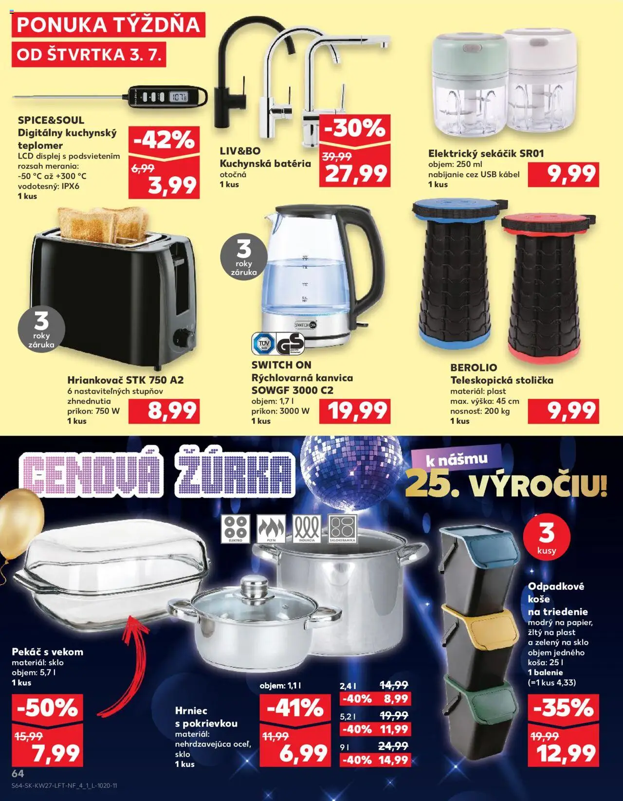 Nové Kaufland akcie – leták je platný od 03.07.2025 | Strana: 64 | Produkty: Teplomer, Indukcia, Rýchlovarná kanvica, Kanvica