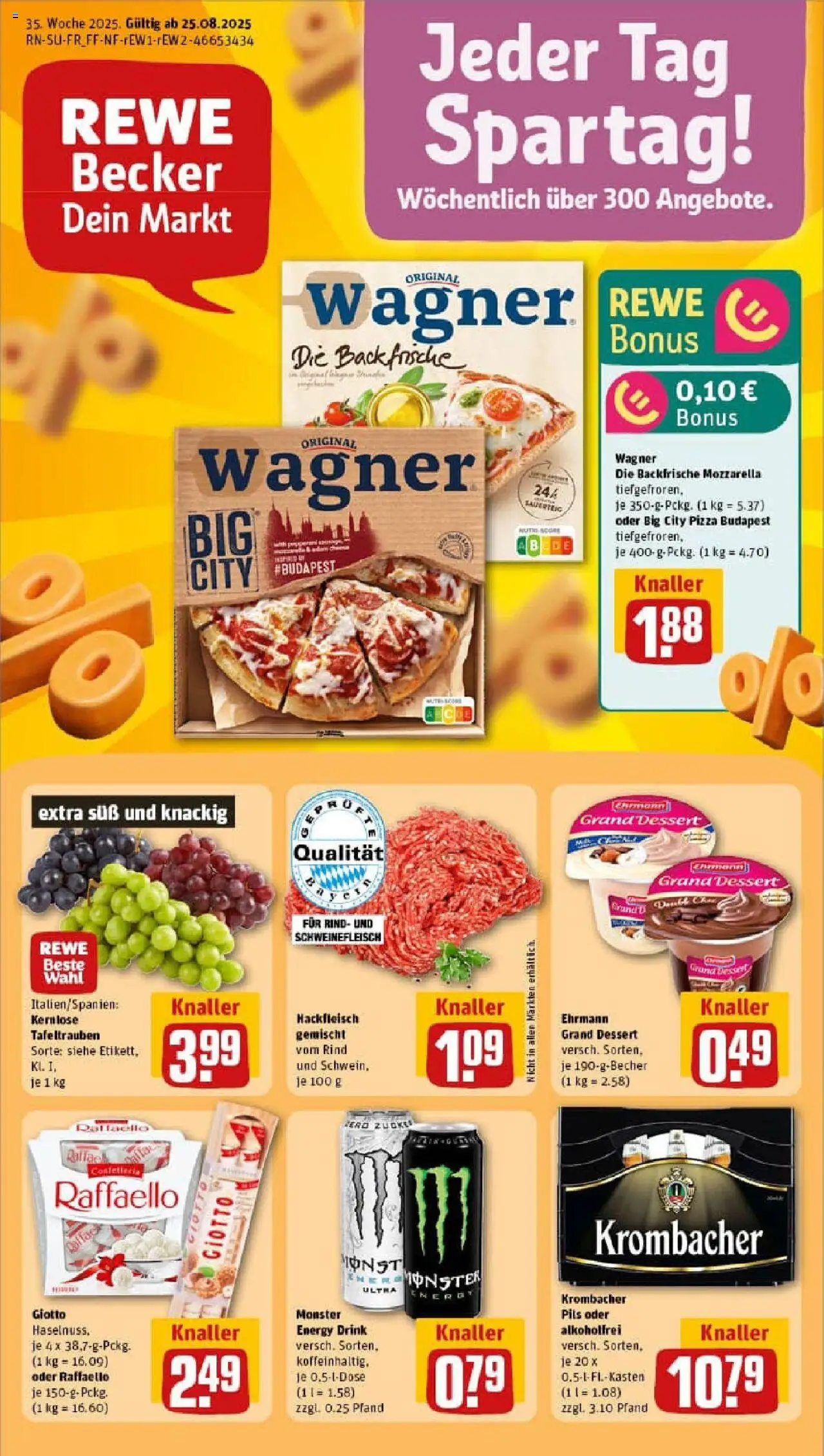 Rewe prospekt Bad Rodach	 – gültig ab 24.08.2025 | Seite: 1 | Produkte: Ehrmann grand dessert, Mozzarella, Pils, Krombacher