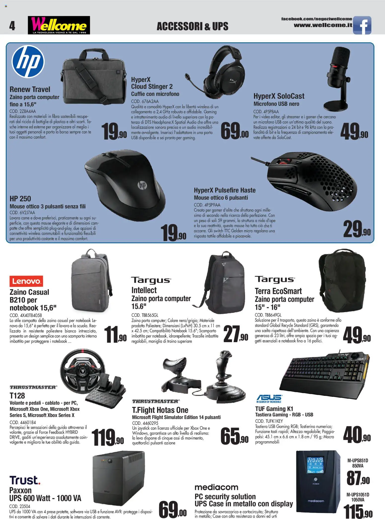 Volantino Wellcome del 06.11.2025 | Pagina: 4 | Prodotti: Computer, Tastiera, Cuffie, Borsa